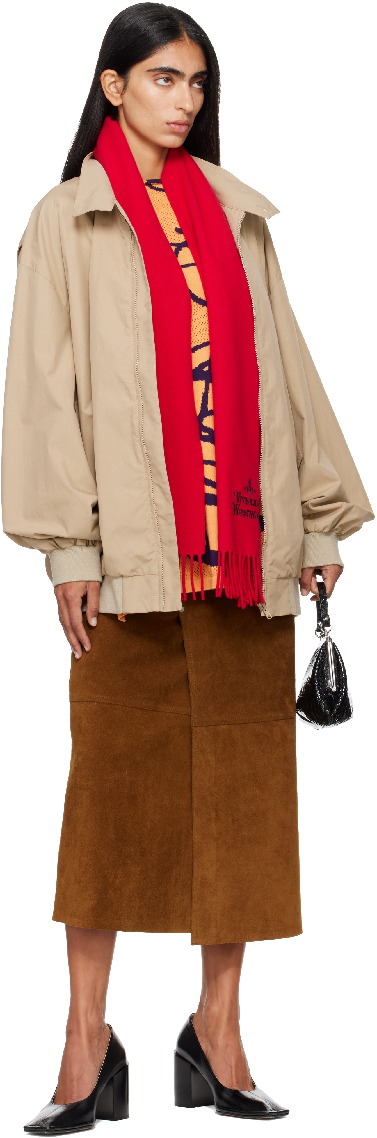 Vivienne Westwood - Écharpe rouge à logo brodé
