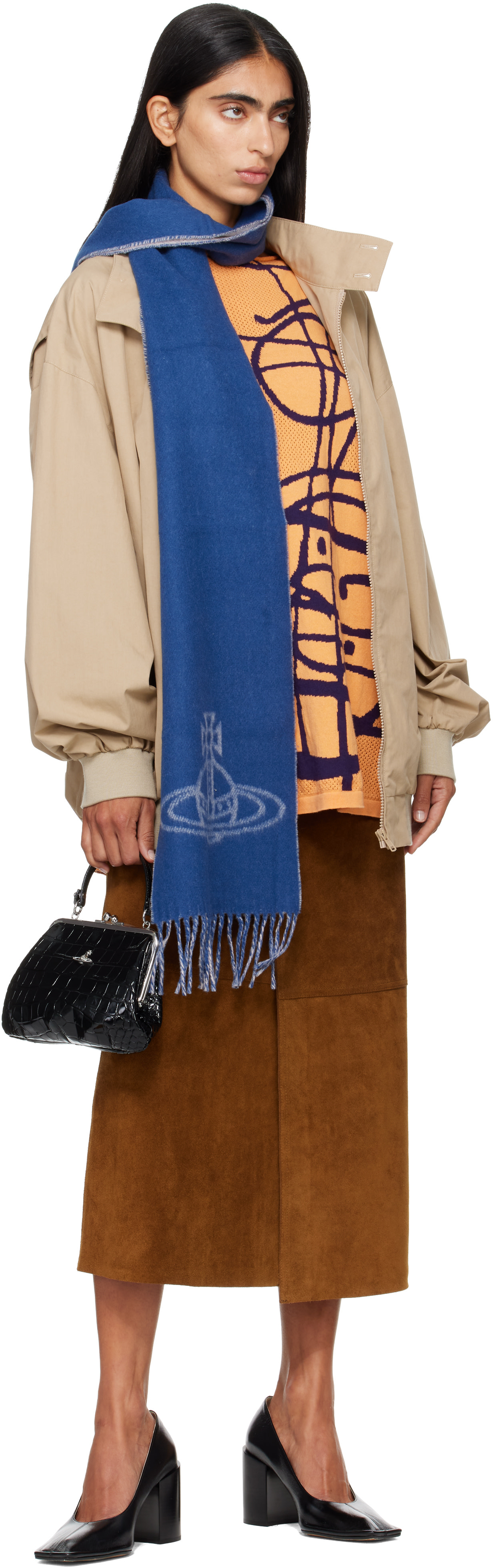 Vivienne Westwood: Blue Double Face Scarf | SSENSE