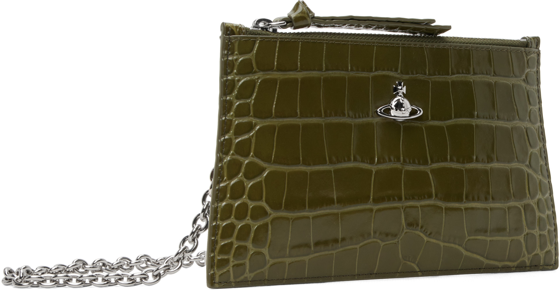 Vivienne Westwood: Khaki Small Flat Zip Clutch | SSENSE