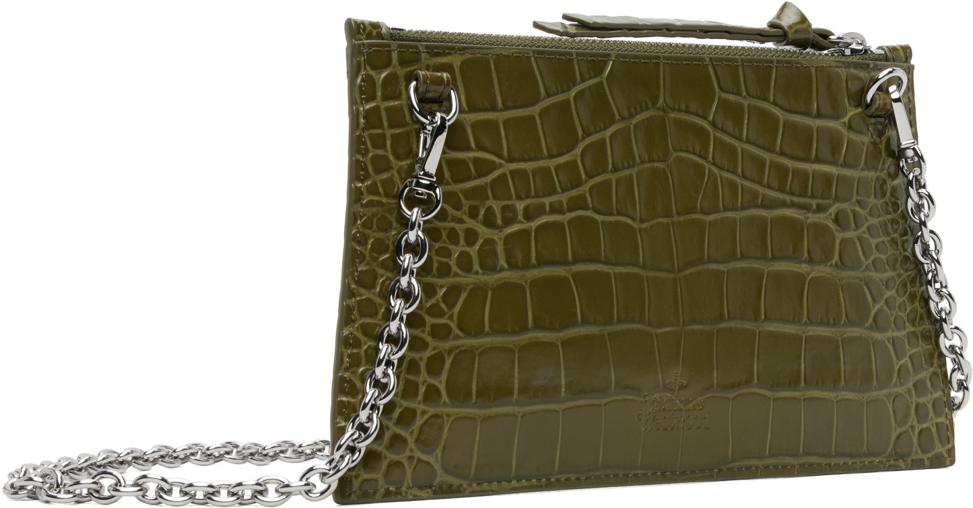 Vivienne Westwood: Khaki Small Flat Zip Clutch | SSENSE