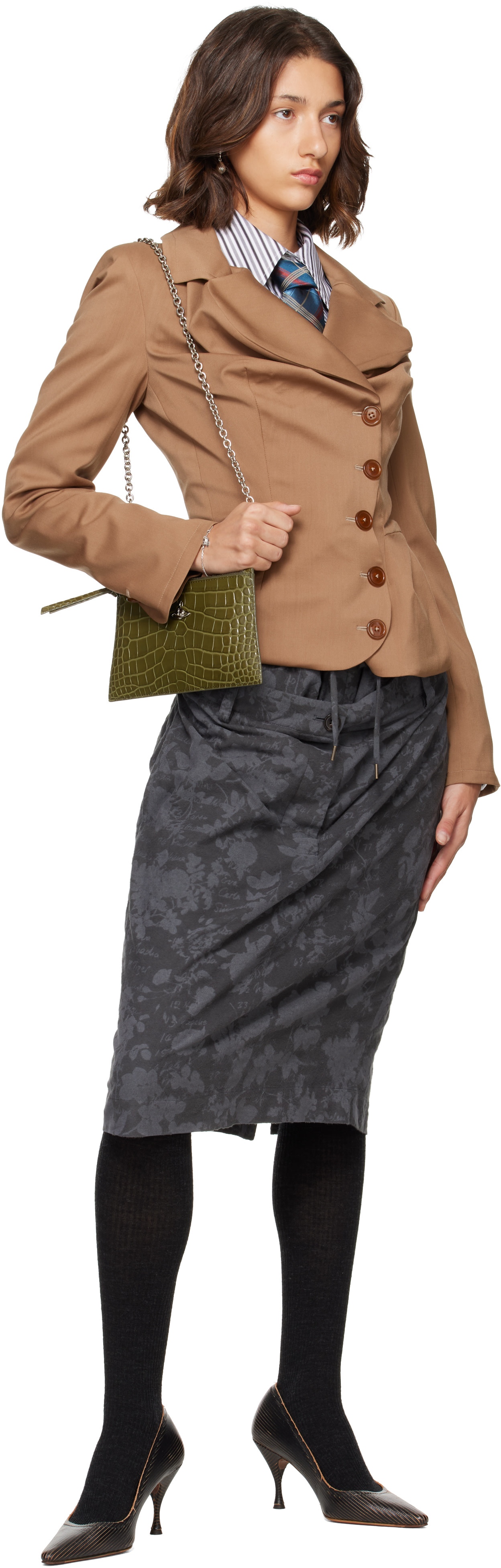 Vivienne Westwood: Khaki Small Flat Zip Clutch | SSENSE