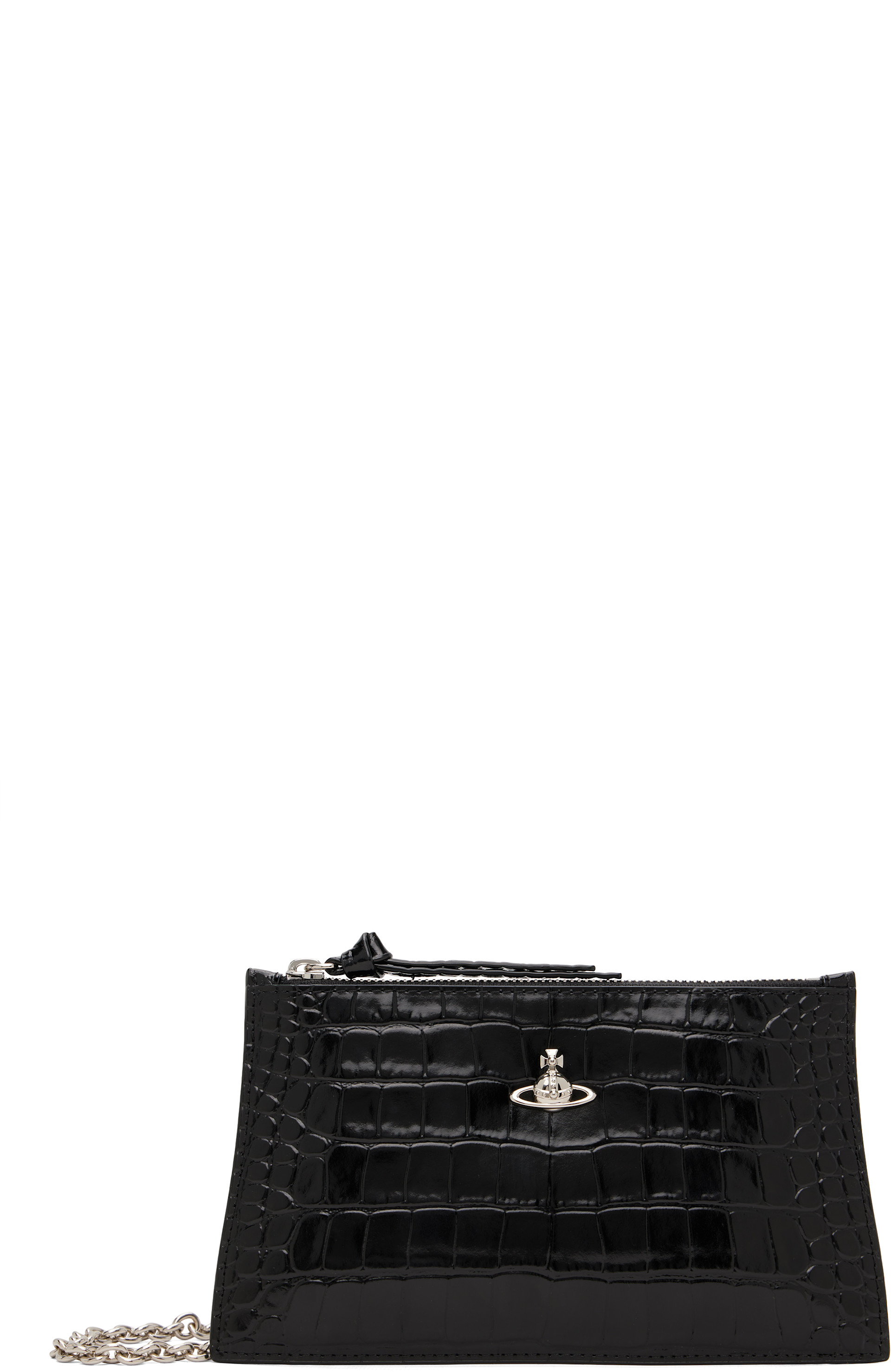 Vivienne Westwood: Black Small Flat Zip Clutch | SSENSE