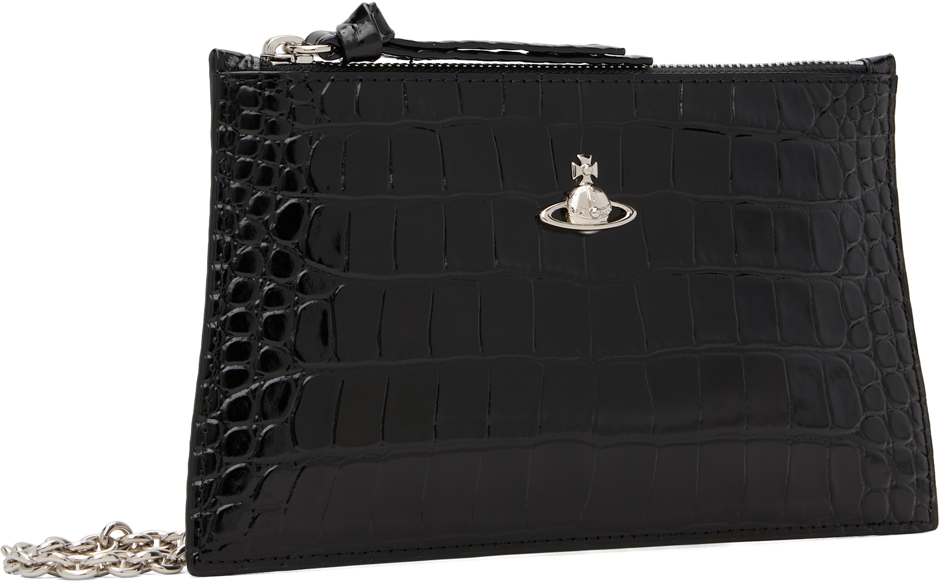 Vivienne Westwood: Black Small Flat Zip Clutch | SSENSE
