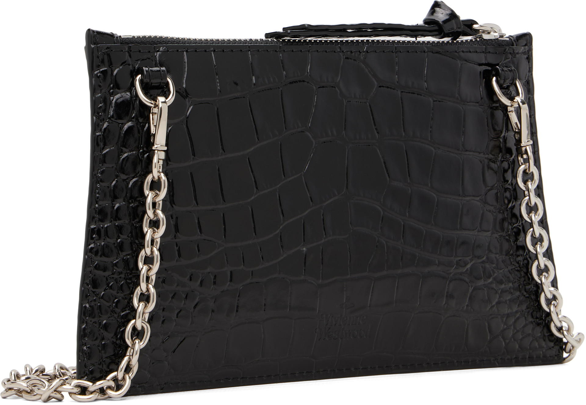 Vivienne Westwood: Black Small Flat Zip Clutch | SSENSE