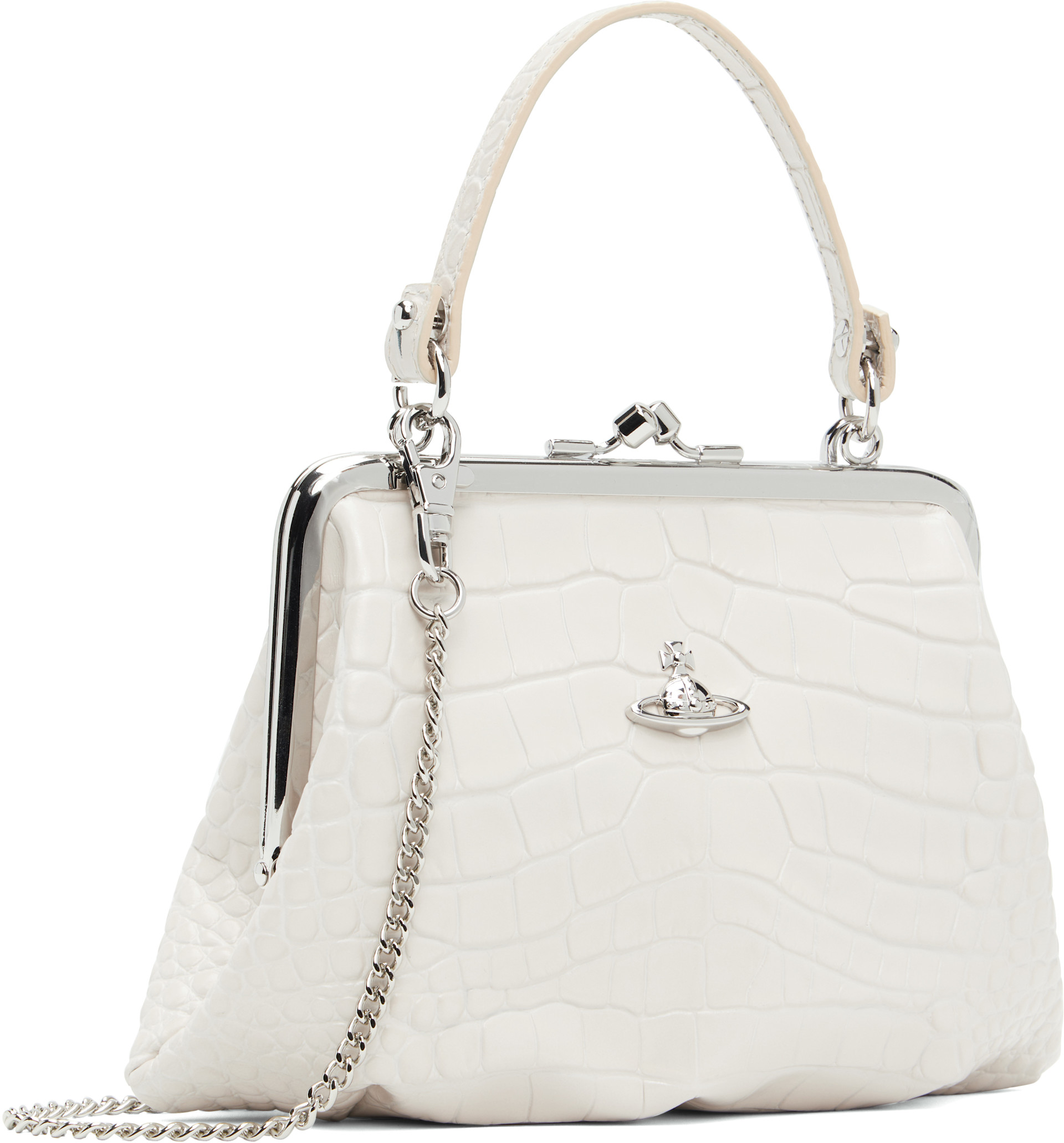 Vivienne Westwood バスククロッシェ オフホワイト Vivienne Westwood: Off-White Granny Frame Bag | SSENSE