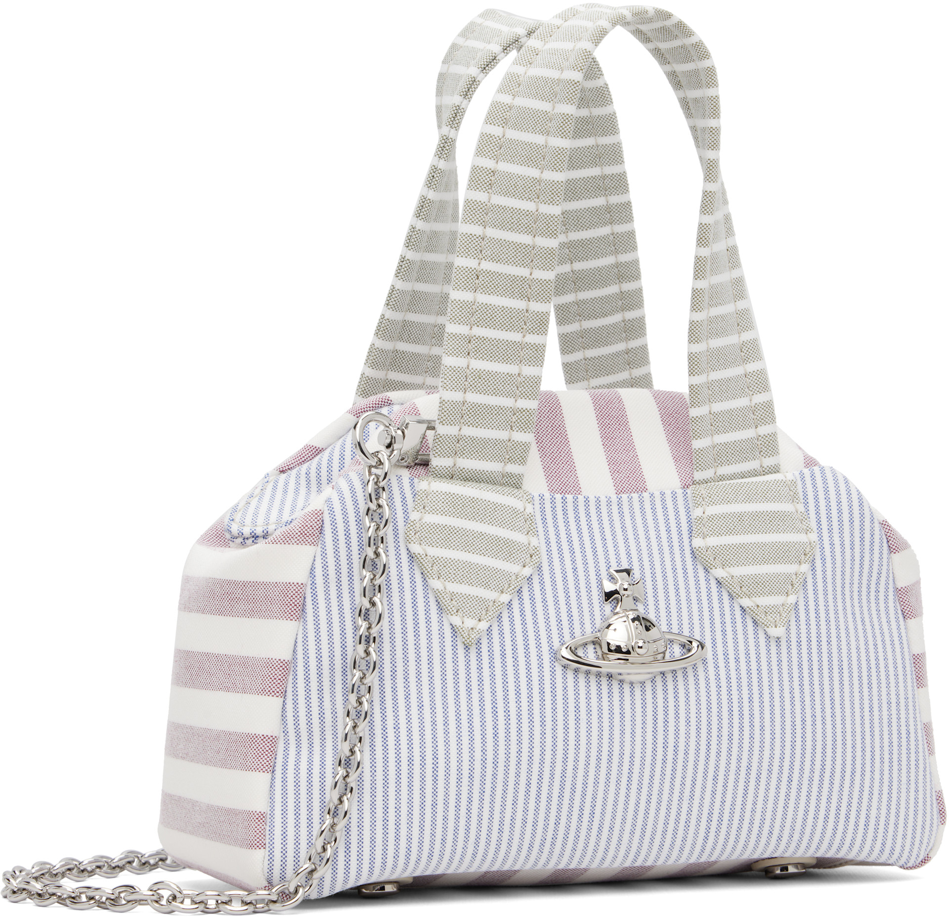 Vivienne Westwood: Navy & Burgundy Yasmine Small Archive Hand Bag
