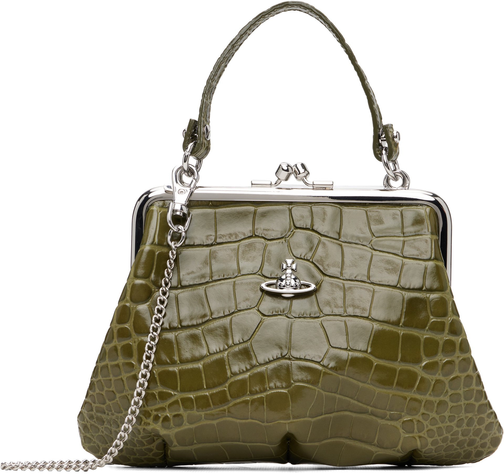 Vivienne Westwood ヴィンテージ風レザーファイルA4 Vivienne Westwood: Khaki Granny Frame Bag | SSENSE