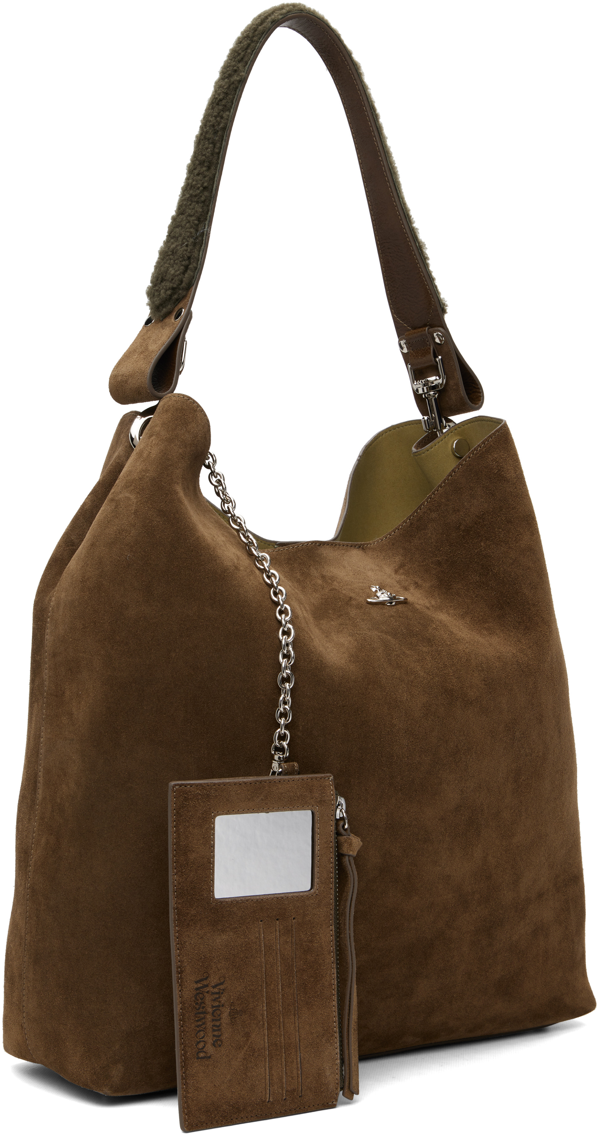 トートバッグ カーキ　大きめ　旅行にも Vivienne Westwood: カーキ ラージ Lottie ショルダーバッグ | SSENSE 日本