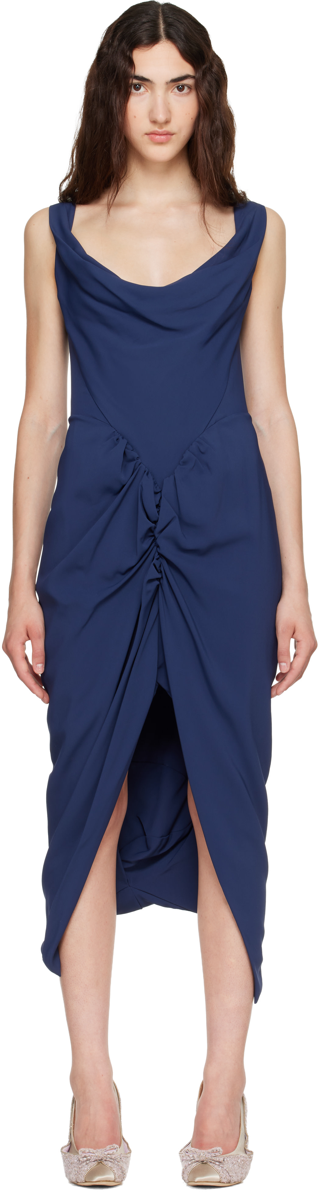 ワンピース Vivienne Westwood sleeveless dress Vivienne Westwood: Navy Panther Midi Dress | SSENSE Canada