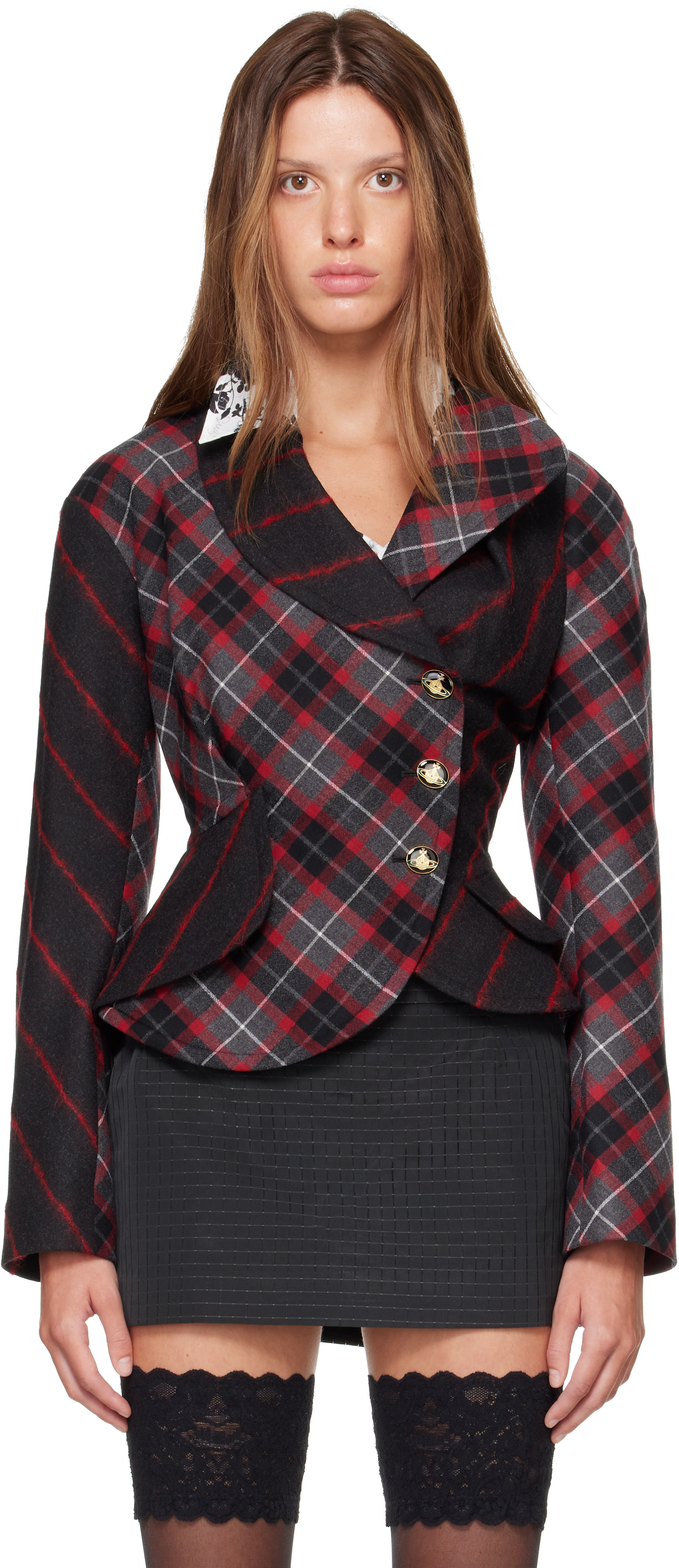 Vivienne Westwood: Gray & Red Stormy Jacket | SSENSE