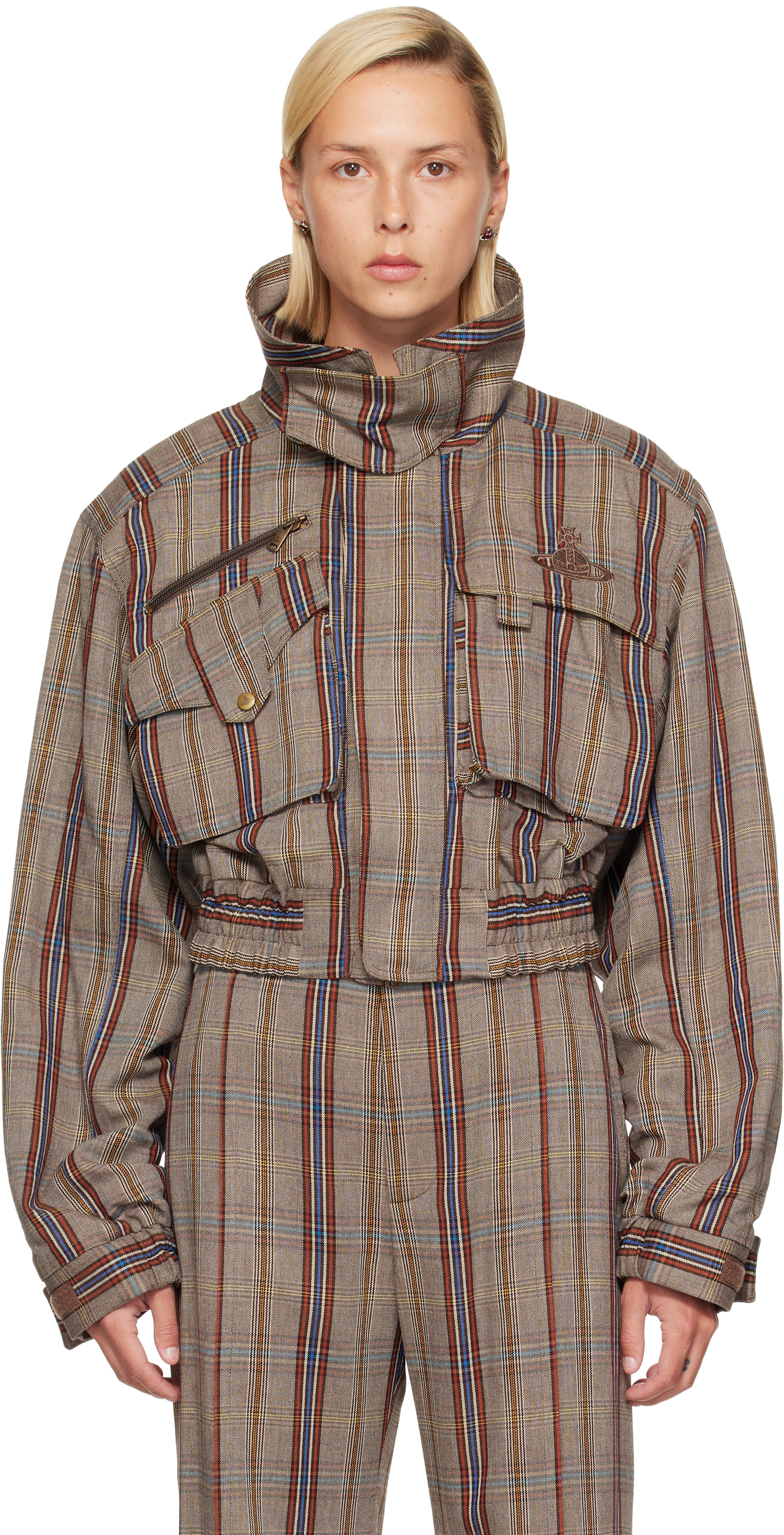 Vivienne Westwood★ブルゾン Vivienne Westwood: Taupe Memphis Cropped Bomber Jacket | SSENSE