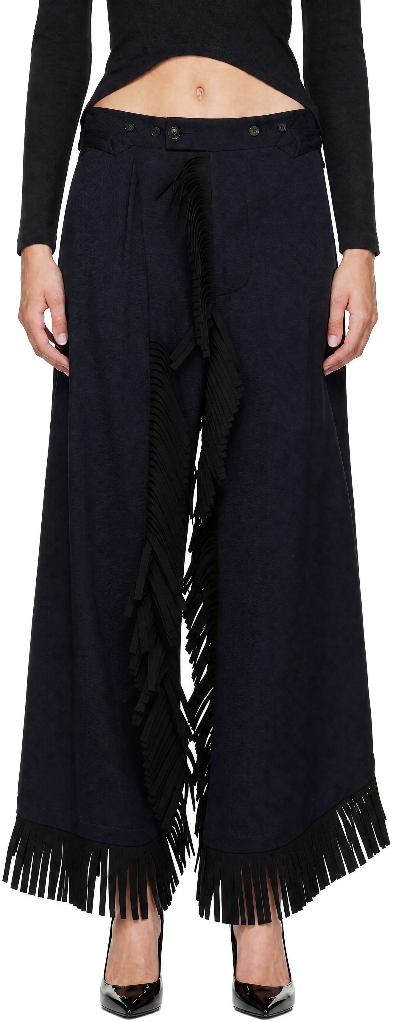 Vivienne Westwood: Navy Pepino Fringe Trousers | SSENSE