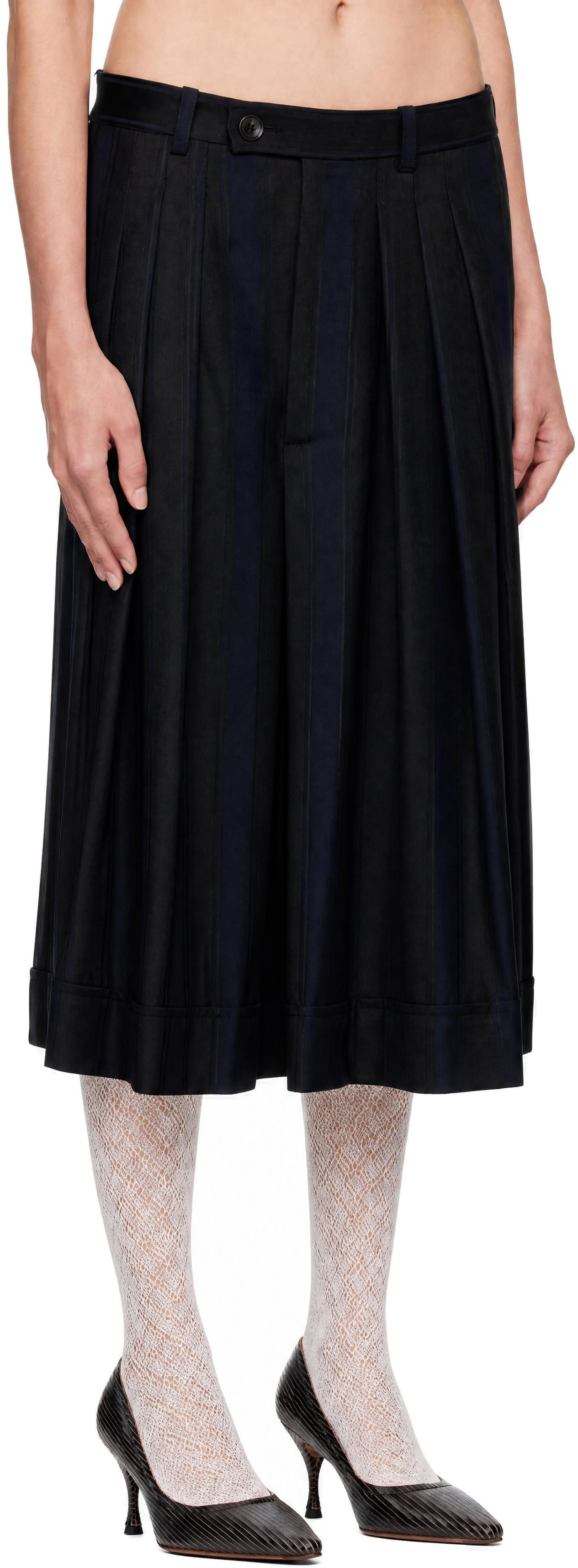 vivienne westwood キュロット　スカートパンツ Vivienne Westwood: Navy & Black Culottes Trousers | SSENSE