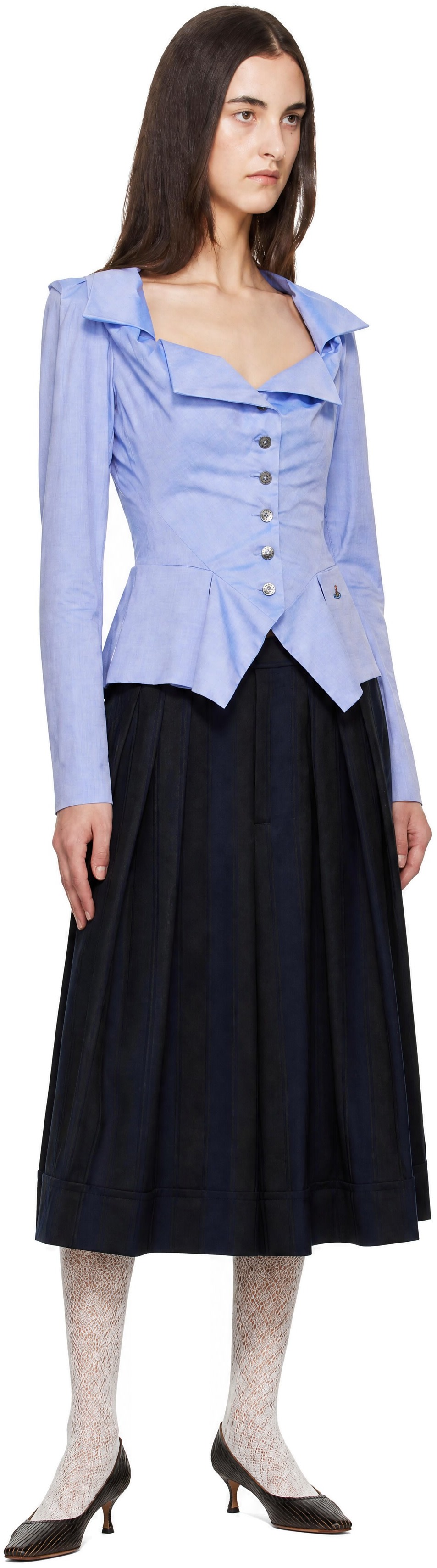 vivienne westwood キュロット　スカートパンツ Vivienne Westwood: Navy & Black Culottes Trousers | SSENSE