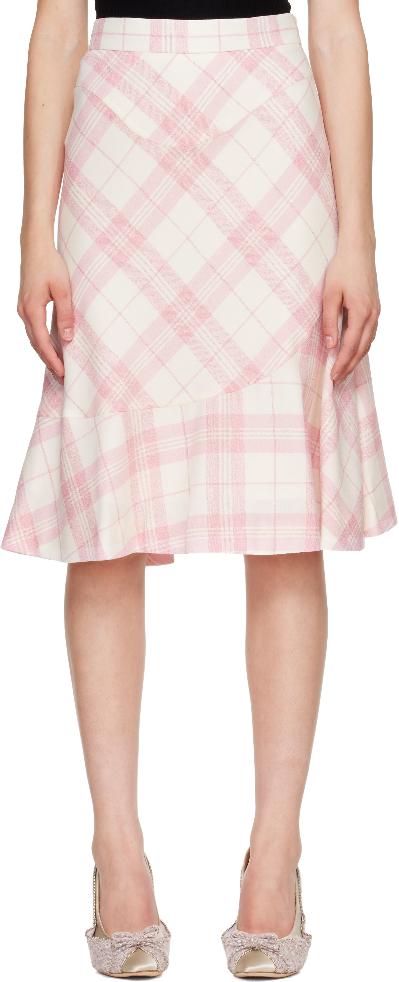 Vivienne Westwood: Pink & Off-White Adder Midi Skirt | SSENSE