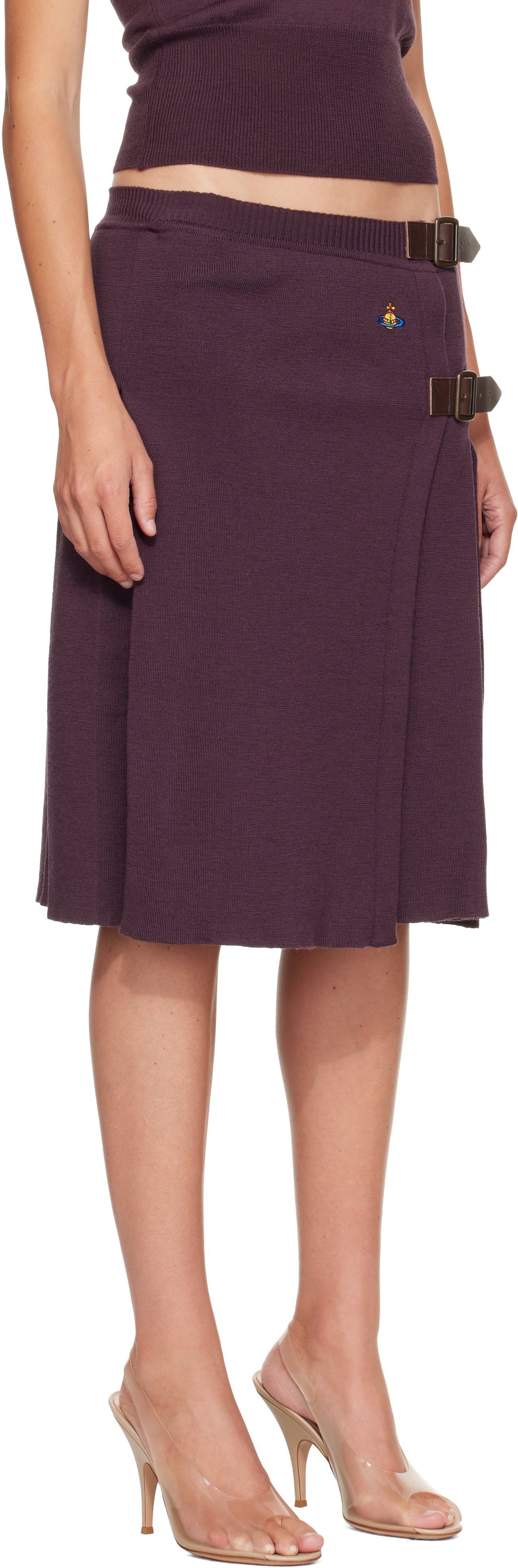 【Vivienne Westwood】 スカート　パープル　ブラック　38 Vivienne Westwood: Purple Alex Kilt Midi Skirt | SSENSE