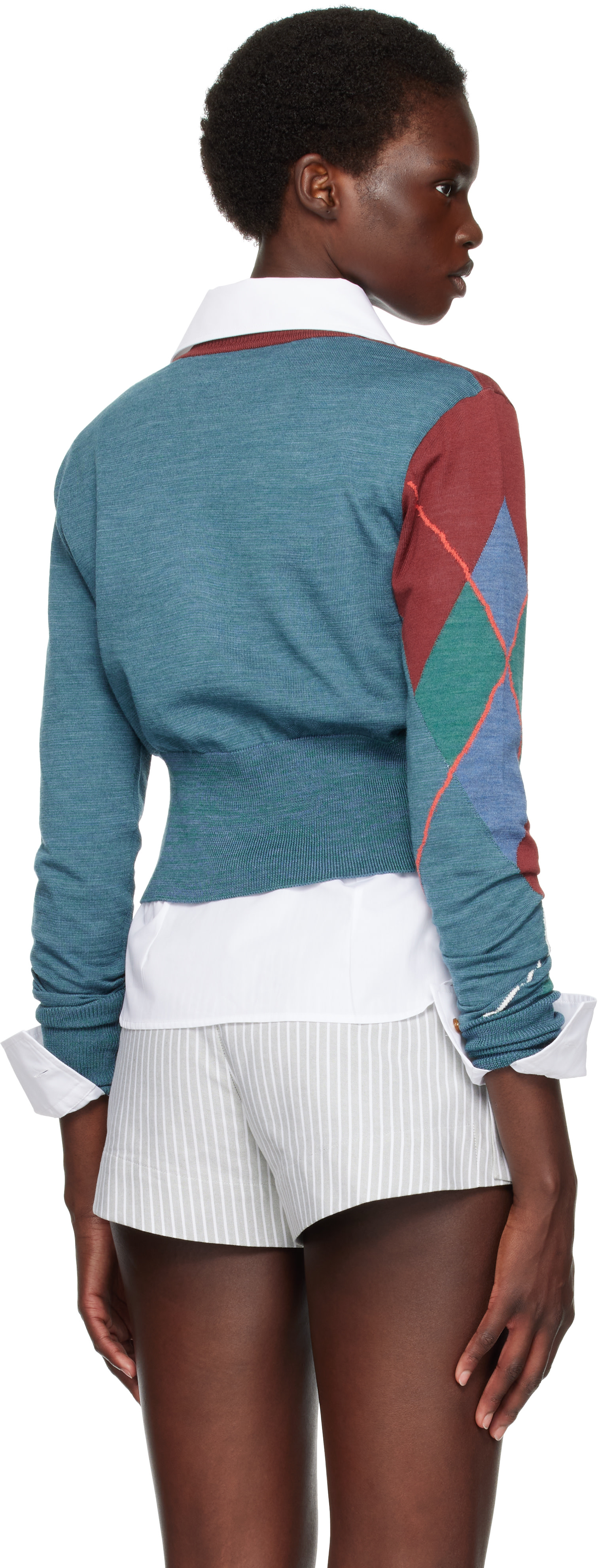 Vivienne Westwood: Blue Argyle Cropped Cardigan | SSENSE
