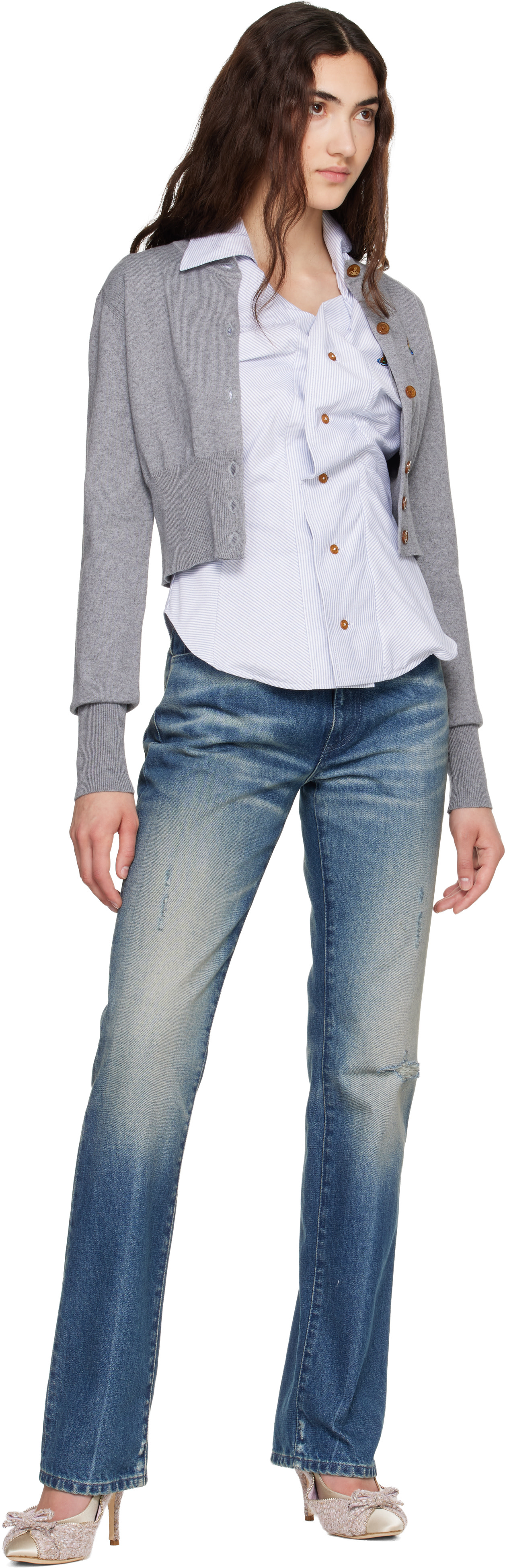 Vivienne Westwood: Gray Bea Cropped Cardigan | SSENSE