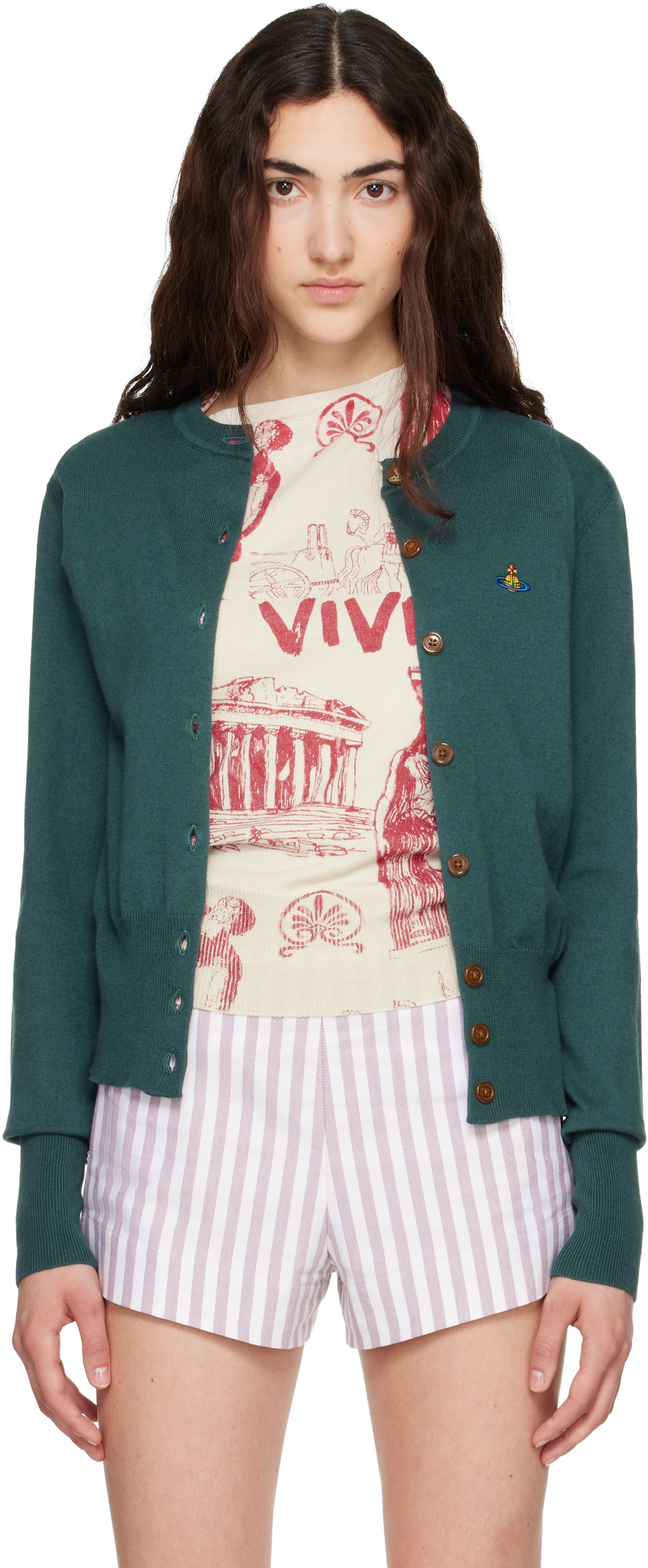 Vivienne Westwood: Green Bea Cropped Cardigan | SSENSE