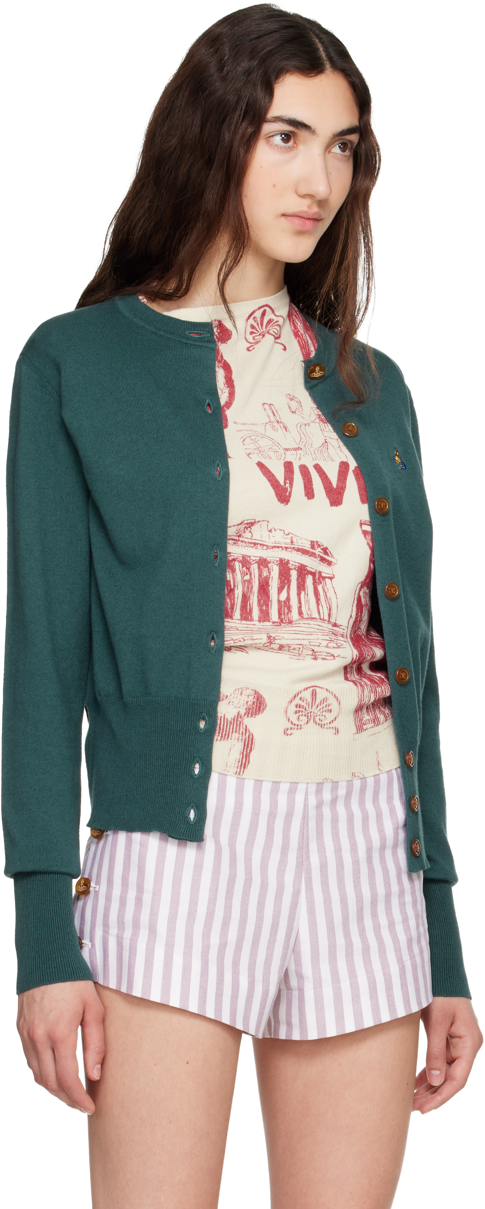 Vivienne Westwood: Green Bea Cropped Cardigan | SSENSE