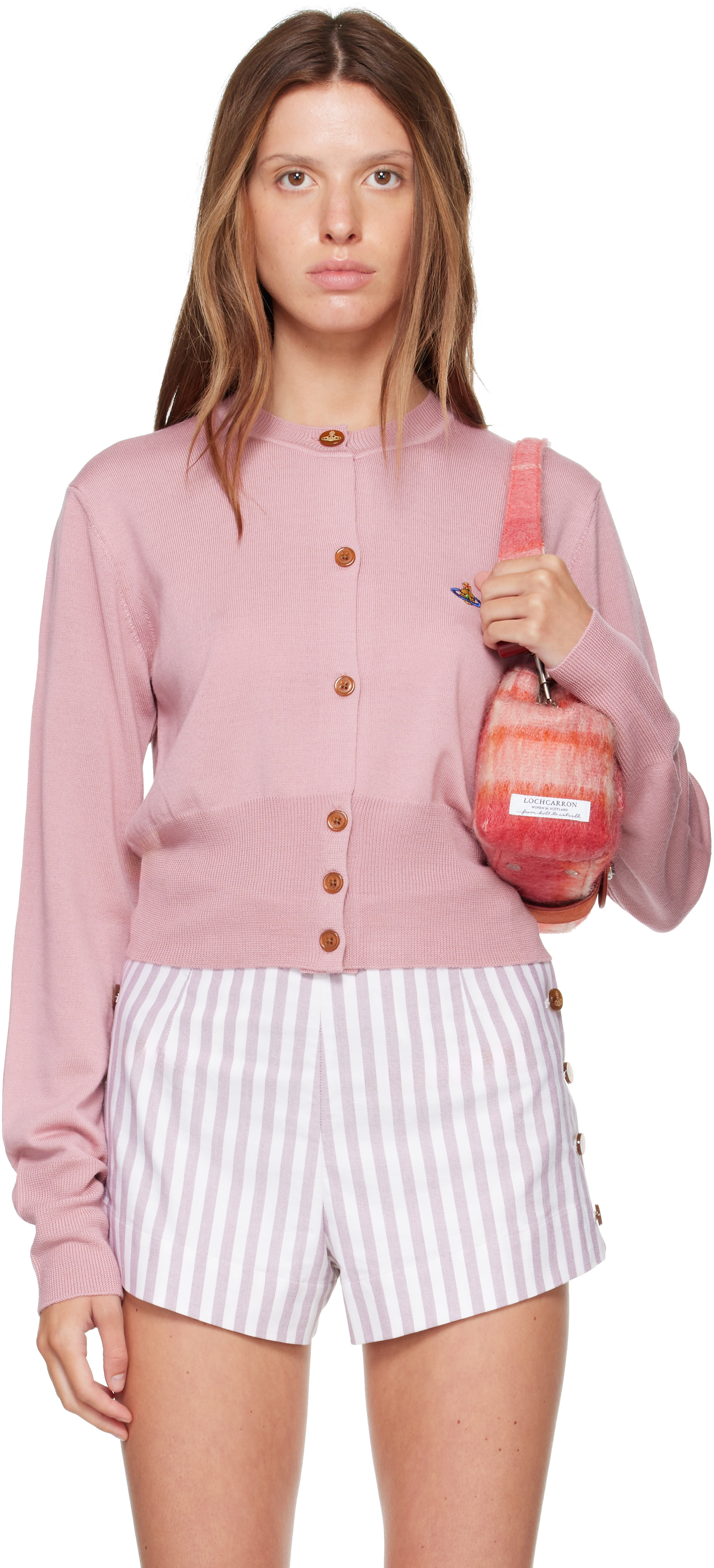 Vivienne Westwood: ピンク Bea クロップド カーディガン | SSENSE 日本