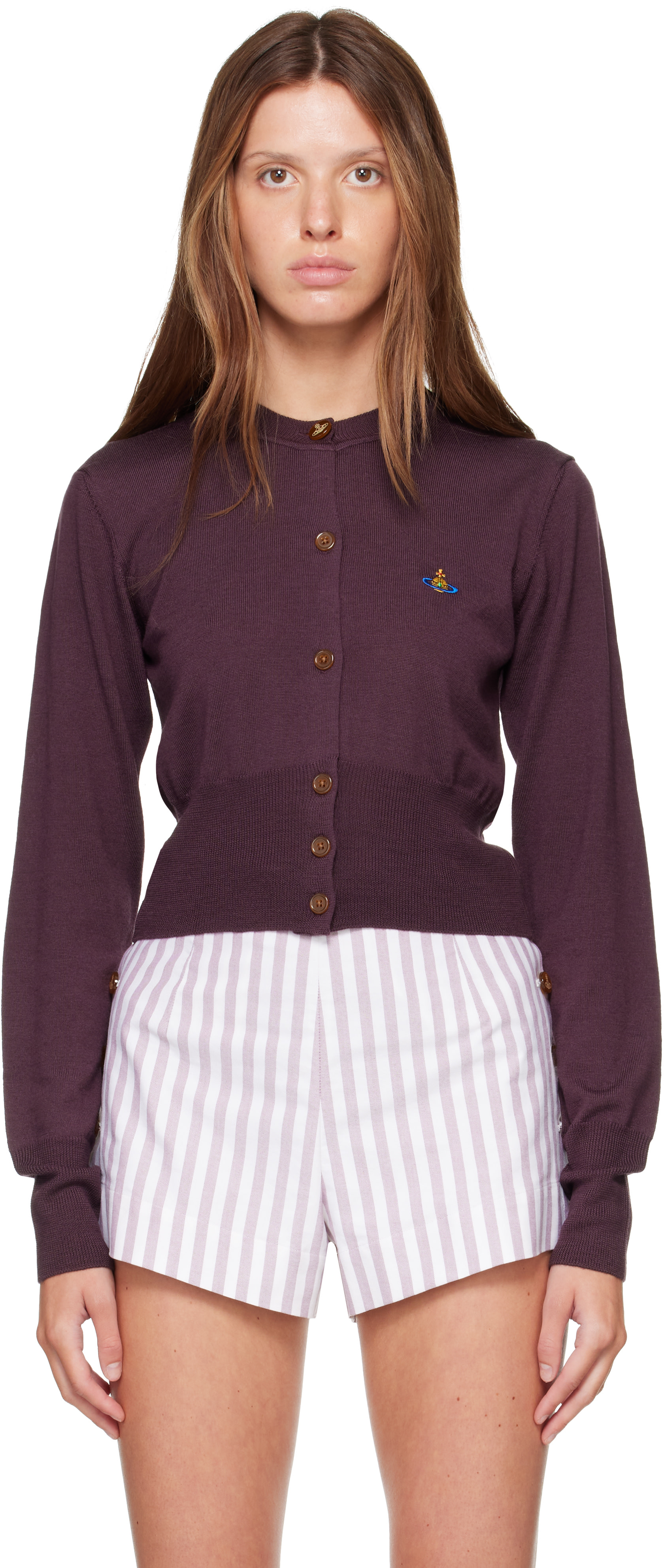 Vivienne Westwood: Purple Bea Cropped Cardigan | SSENSE