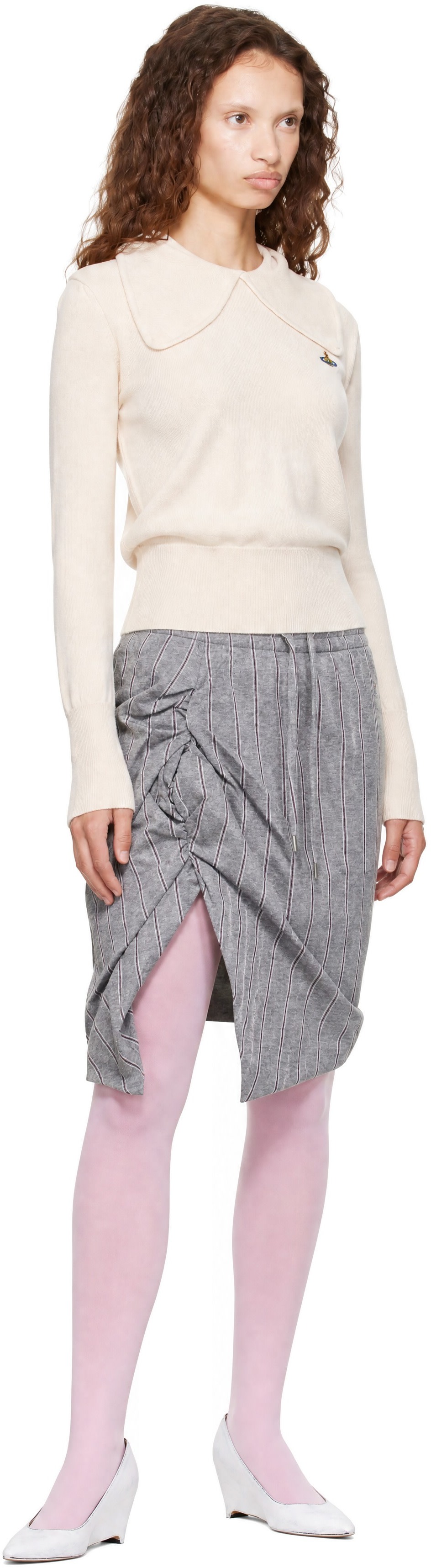 Vivienne Westwood: ベージュ Tie Bea 長袖ニットポロシャツ | SSENSE 日本