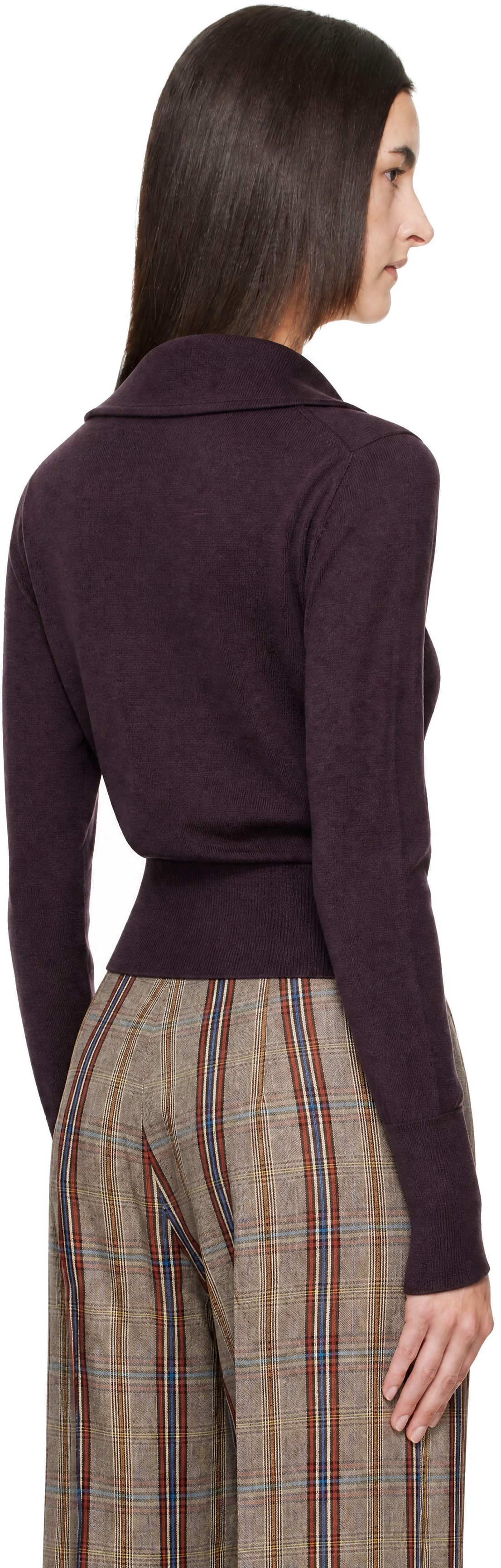 Vivienne Westwood タートルネック ニット 長袖 パープル Vivienne Westwood: Purple Tie Bea Long Sleeve Polo | SSENSE