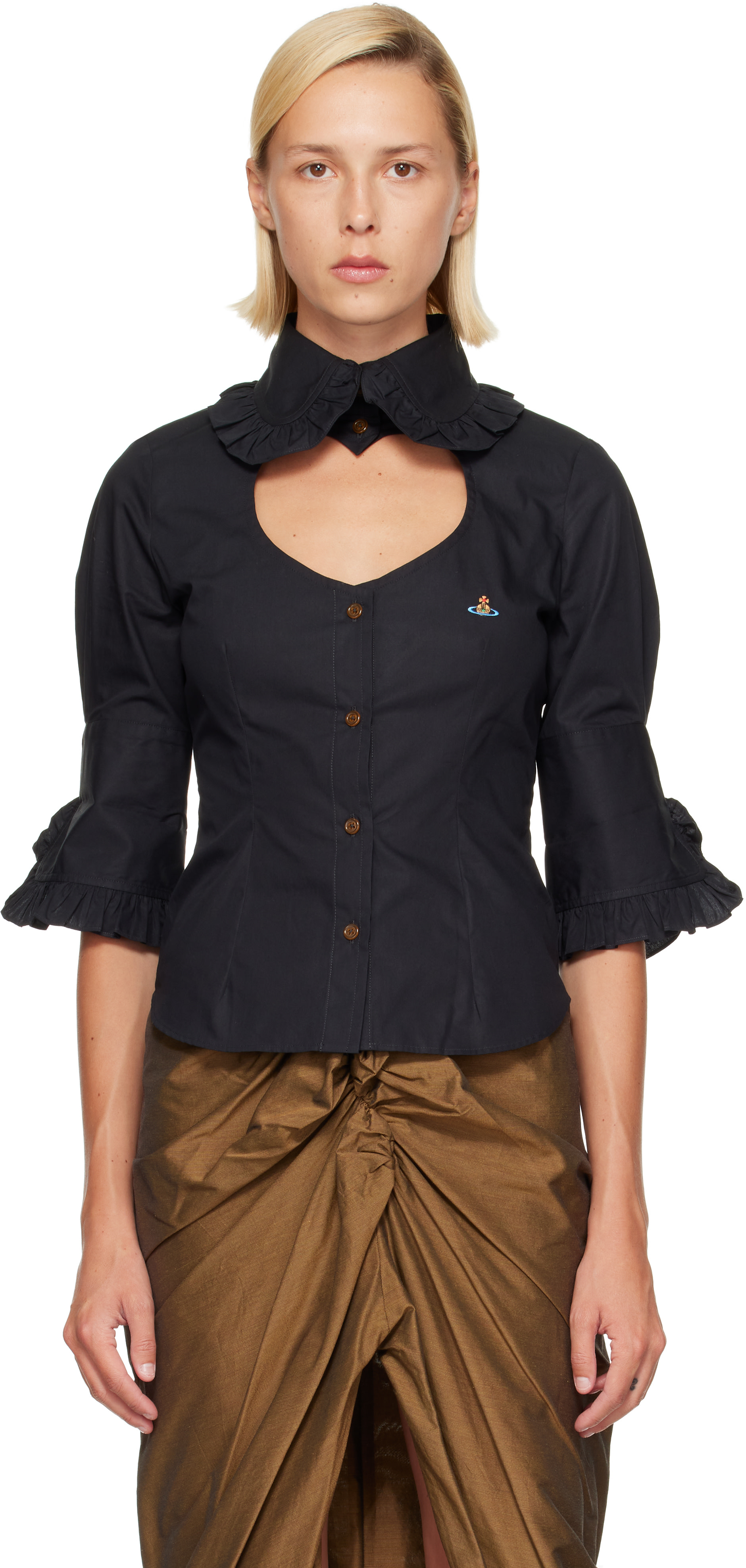 Vivienne Westwood: Black S/S Toulouse Frill Shirt | SSENSE Vietnam