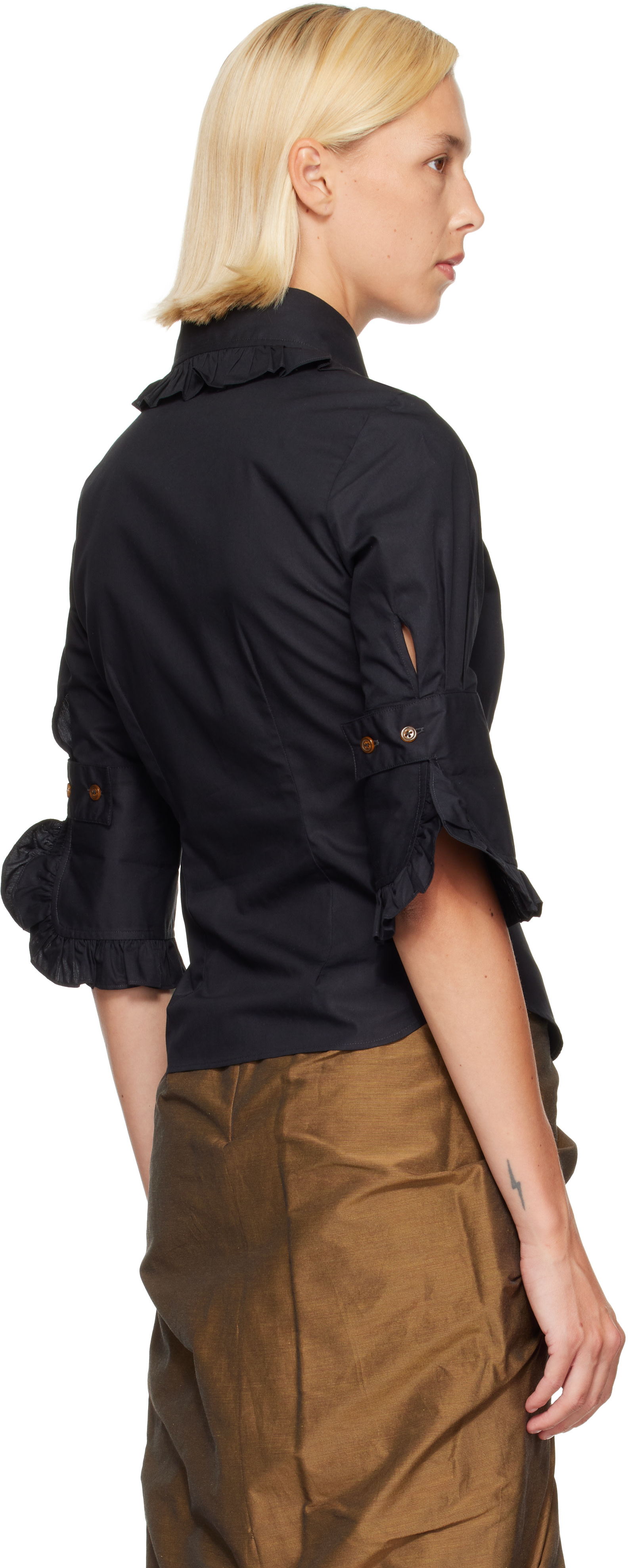 Vivienne Westwood: Black S/S Toulouse Frill Shirt | SSENSE Canada