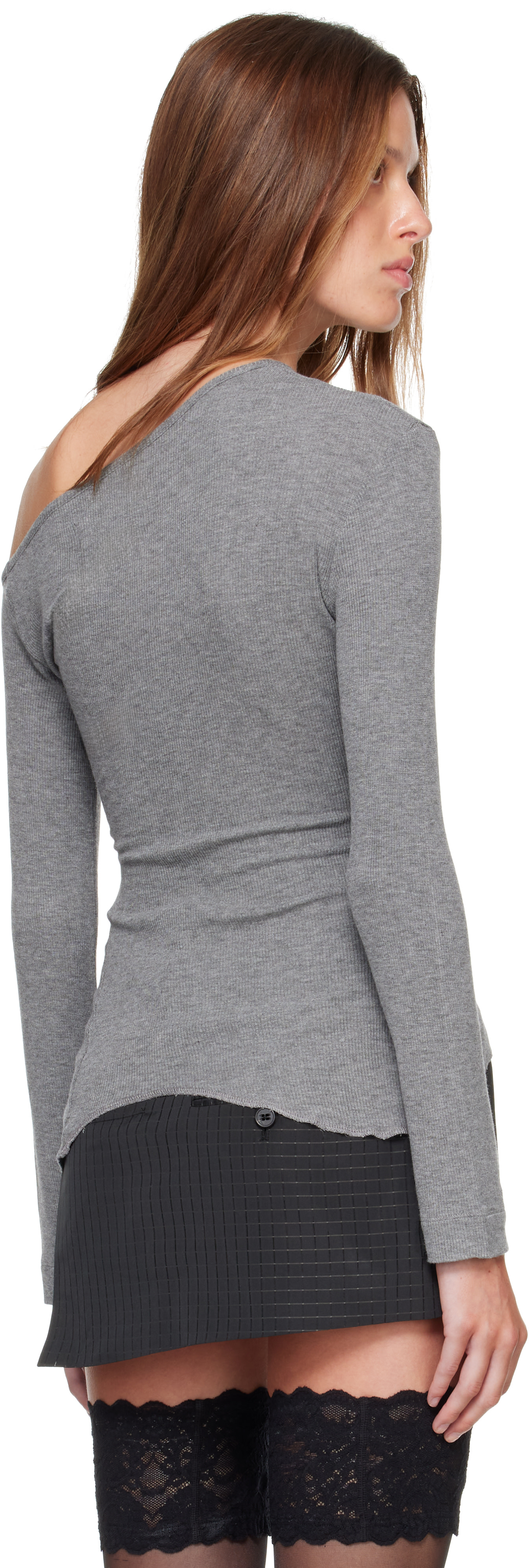 Vivienne Westwood: Gray Long Sleeve Orgy Shoulder T-shirt | SSENSE