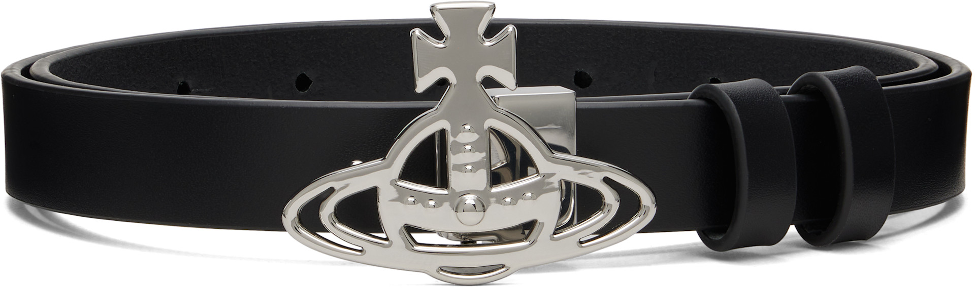 Vivienne Westwood: Black Small Line Orb Buckle Belt | SSENSE