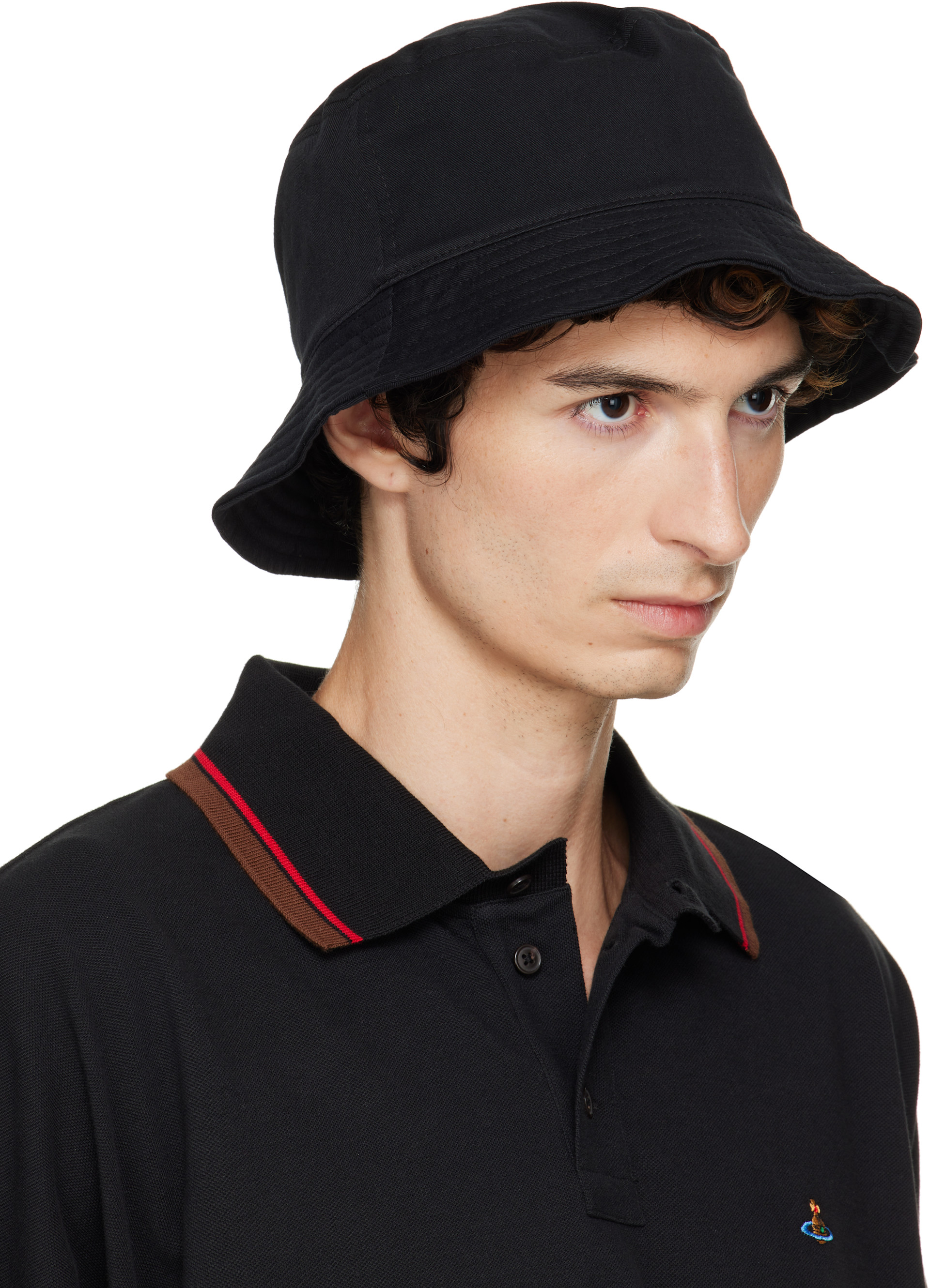 vivienne westwood bucket hat バケットハット 黒 Vivienne Westwood: ブラック ロゴ刺繍 バケットハット | SSENSE 日本