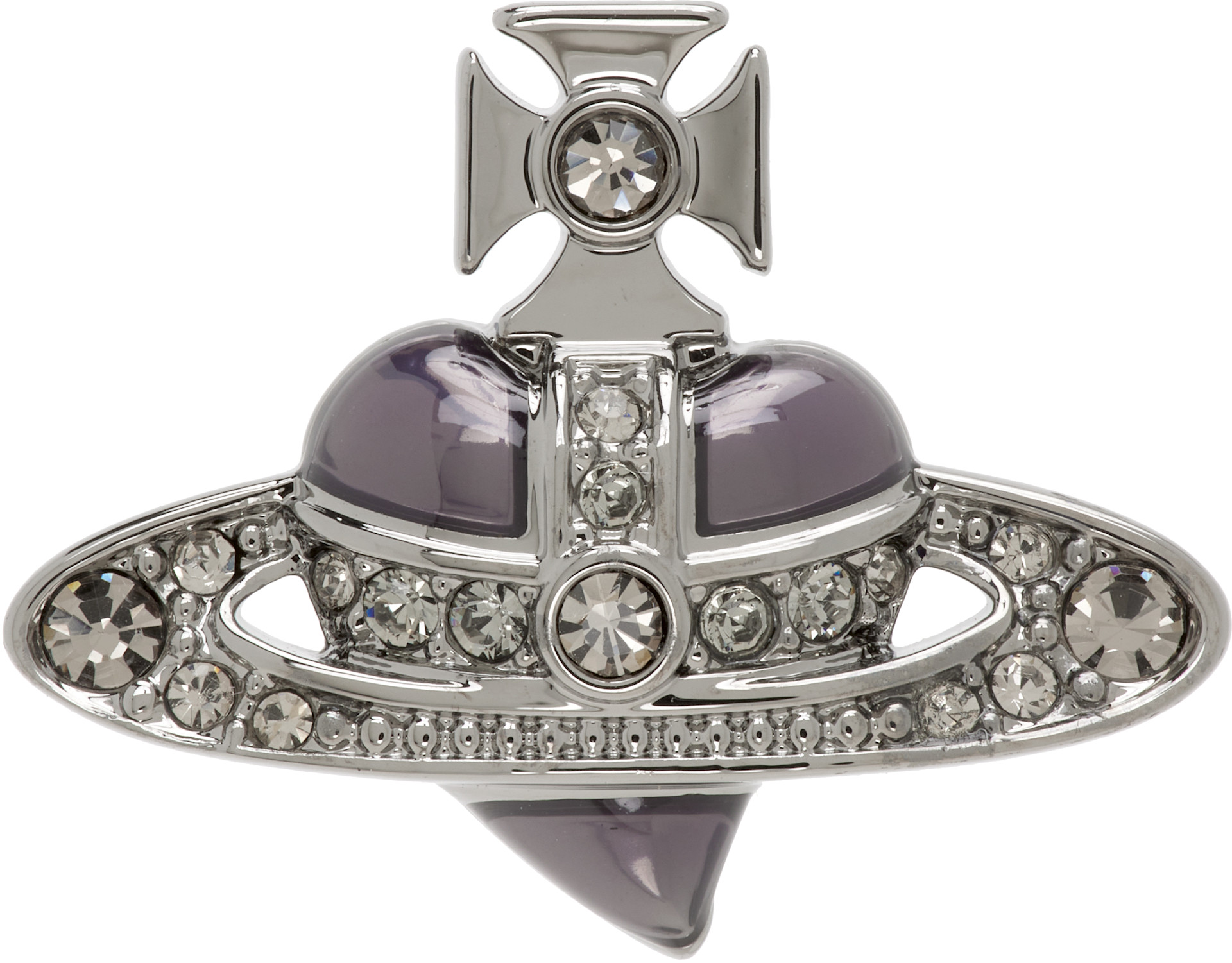 希少 Vivienne Westwood ハートスタッドピアス 両耳 925 Vivienne Westwood: Diamante Heart シングル スタッドピアス | SSENSE