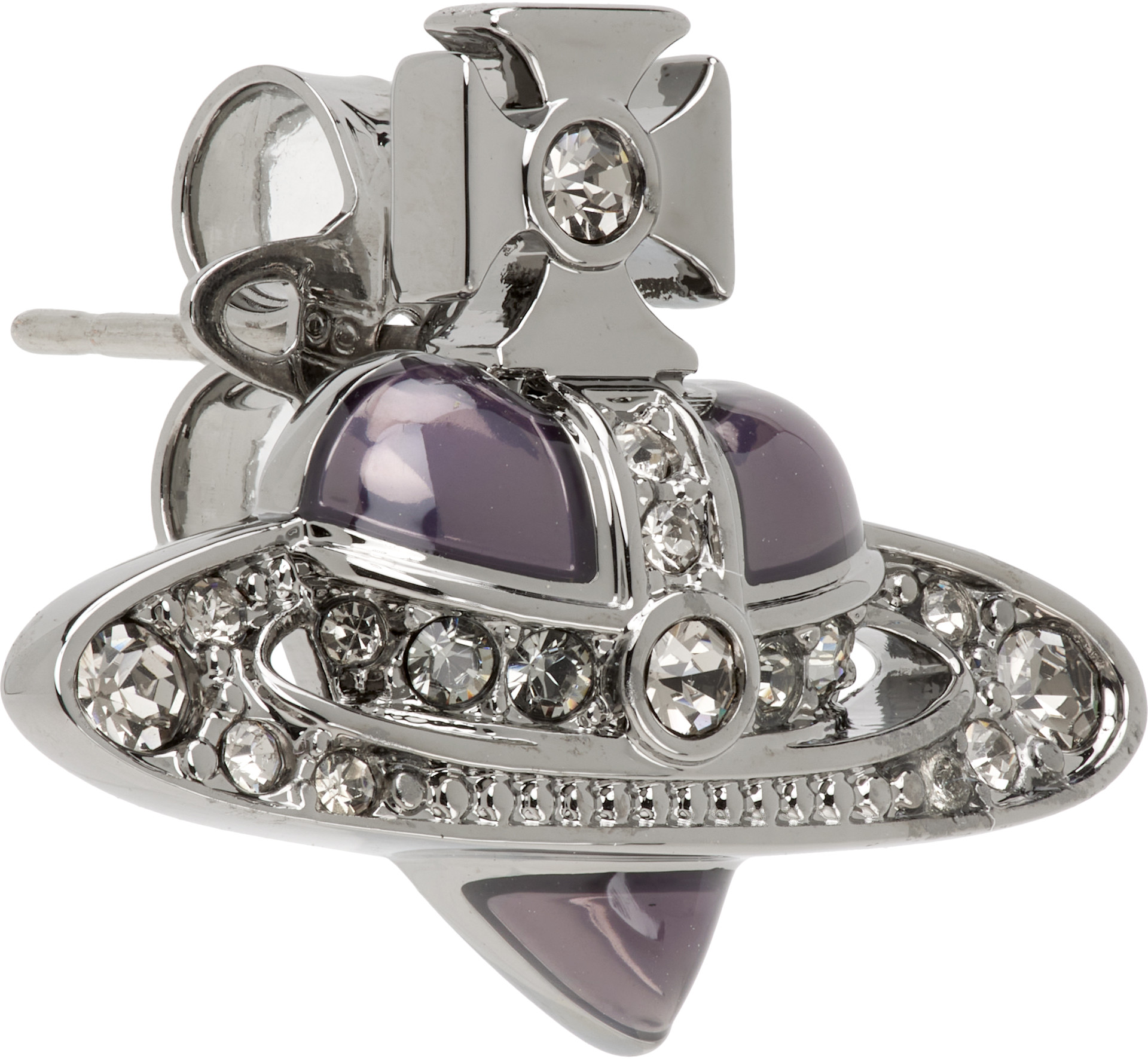 Vivienne Westwood: Diamante Heart シングル スタッドピアス | SSENSE
