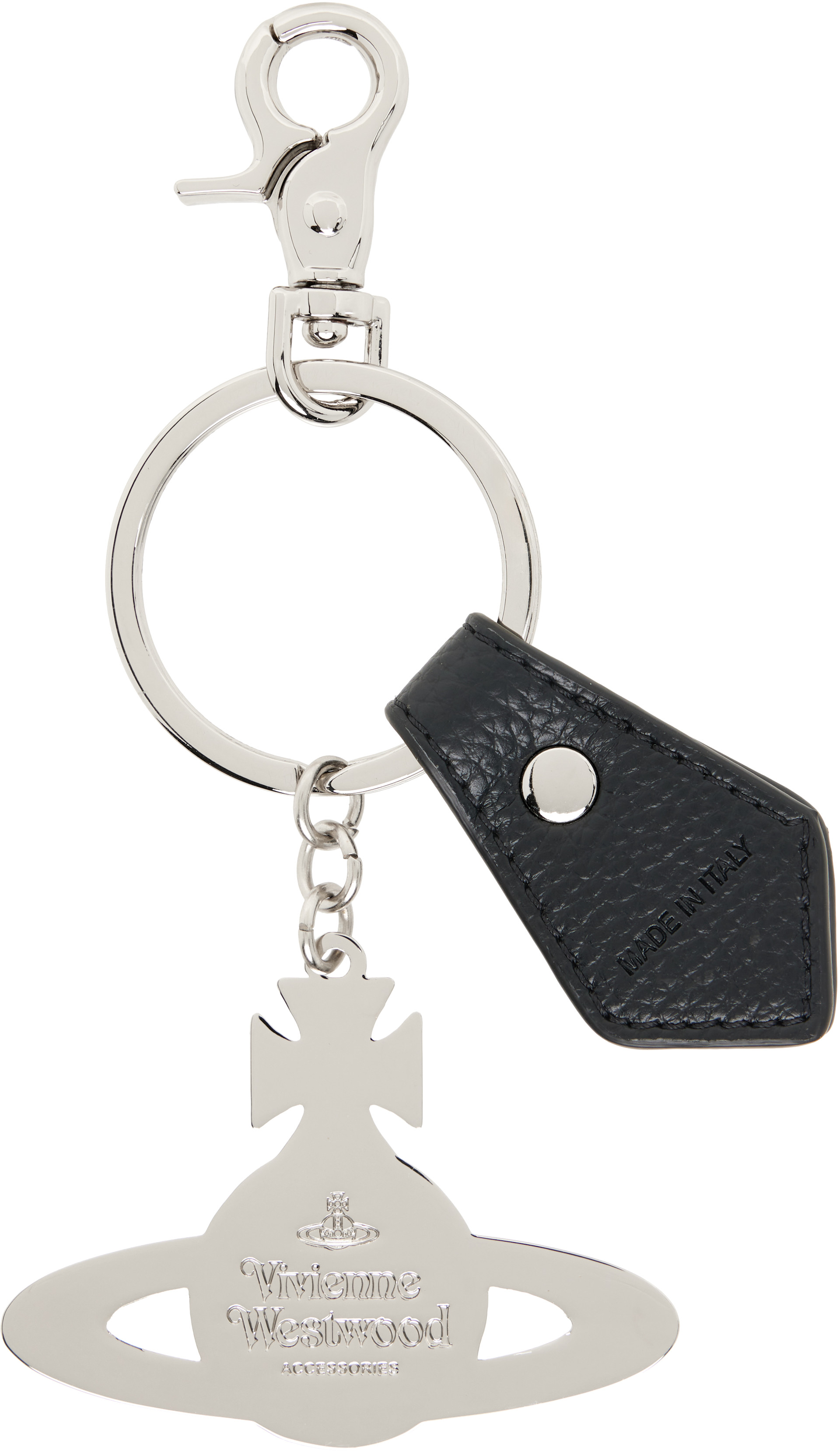 Vivienne Westwood: Silver Hammered Orb Keychain | SSENSE
