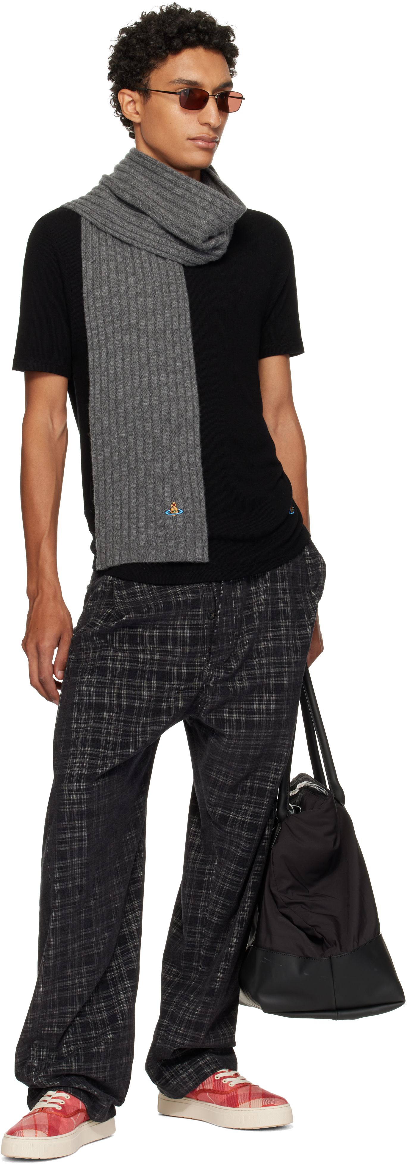 Vivienne Westwood グレー 黒　マフラー Vivienne Westwood: グレー カシミヤ マフラー | SSENSE 日本