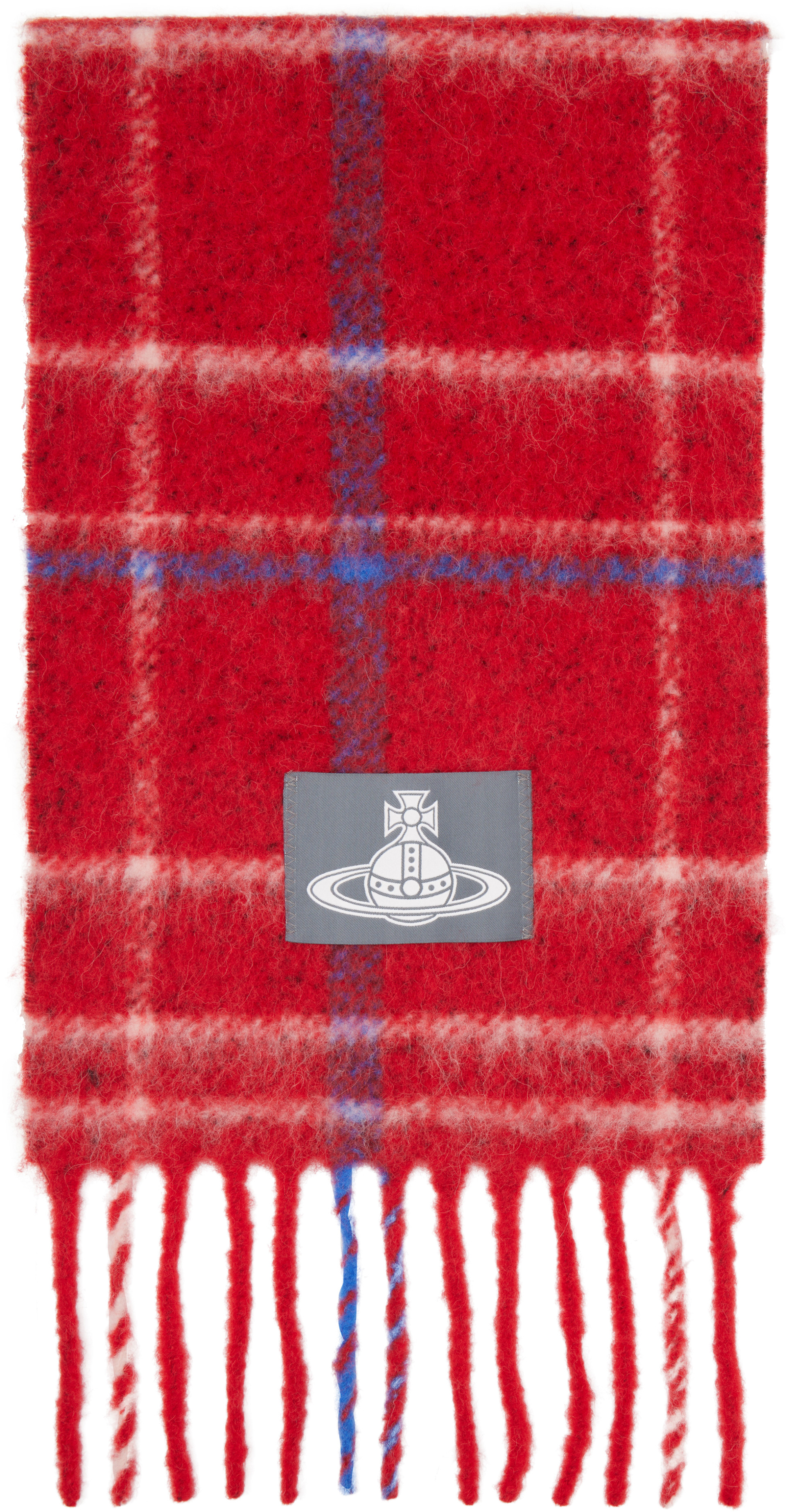 Vivienne Westwood: Red Check Alpaca Scarf | SSENSE