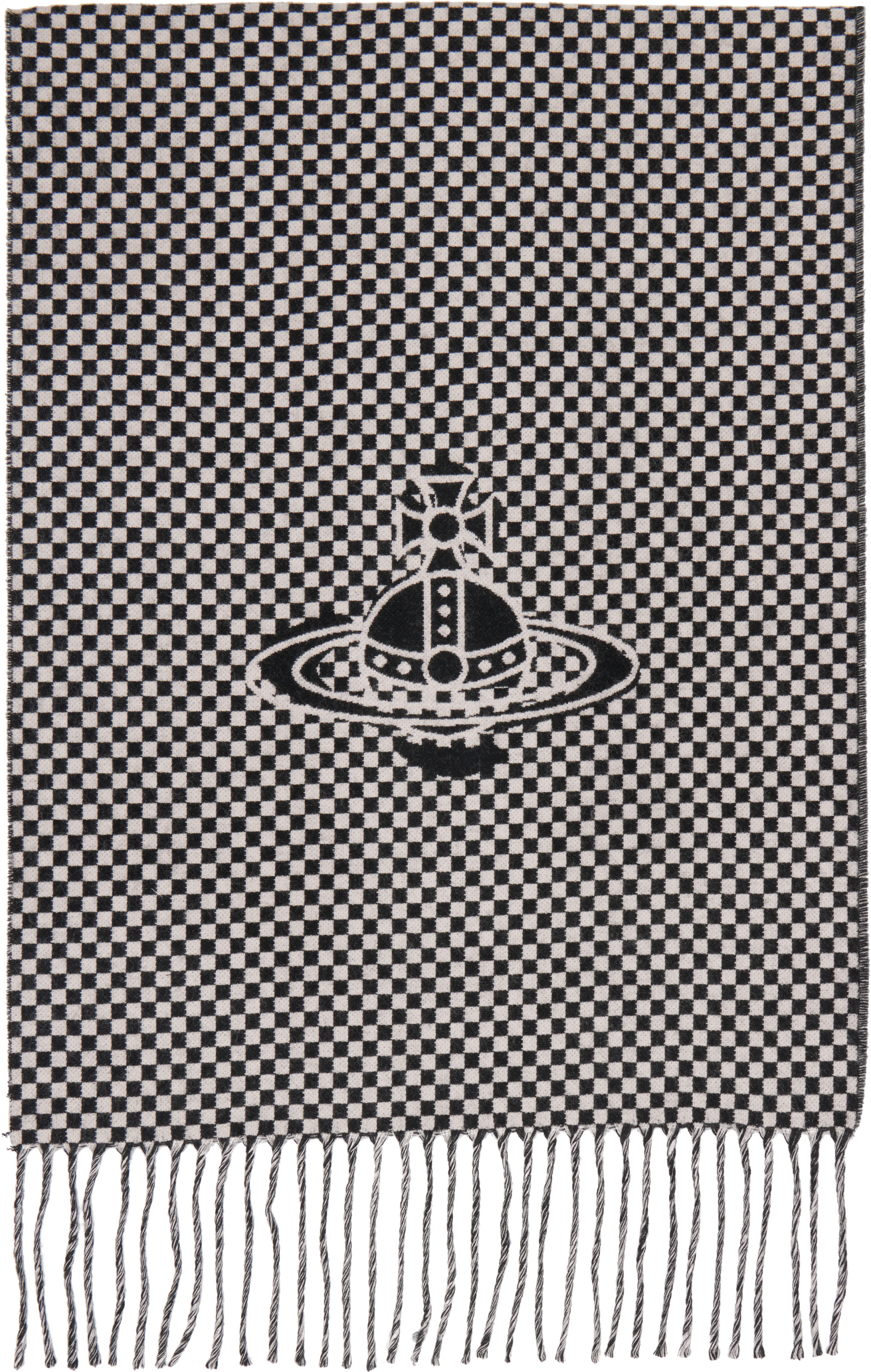 Vivienne Westwood: Black & Gray Checkmate Scarf | SSENSE