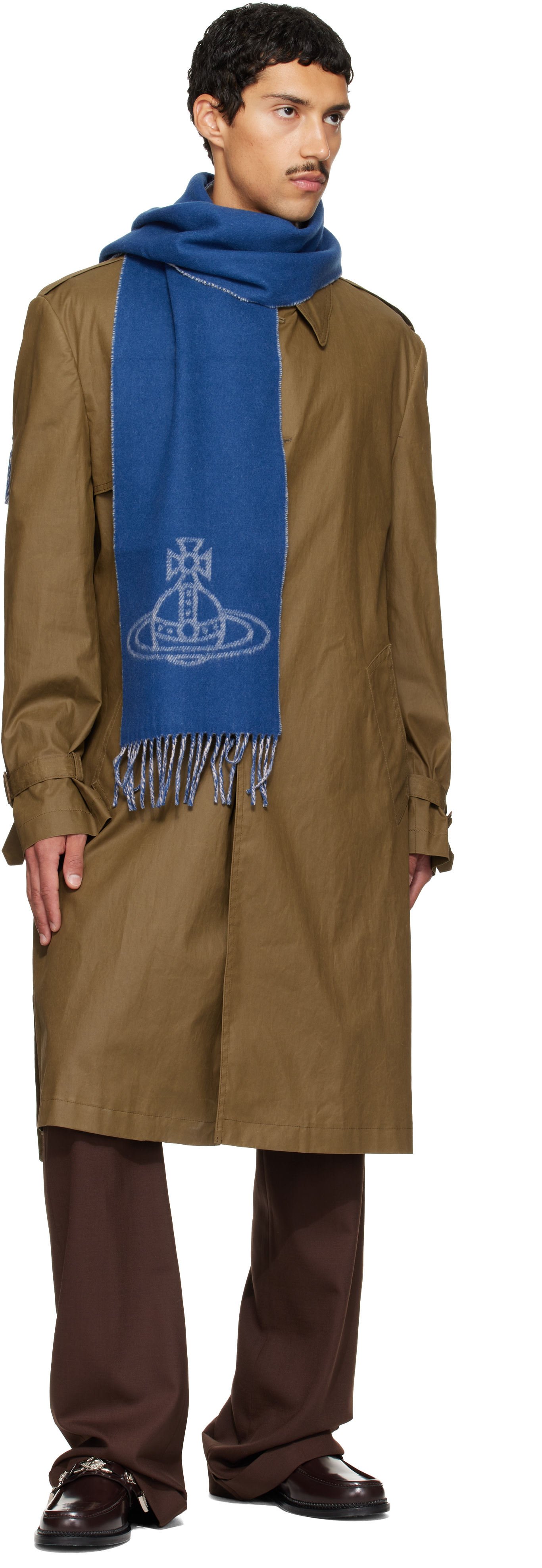 Vivienne Westwood: Blue Double Face Scarf | SSENSE