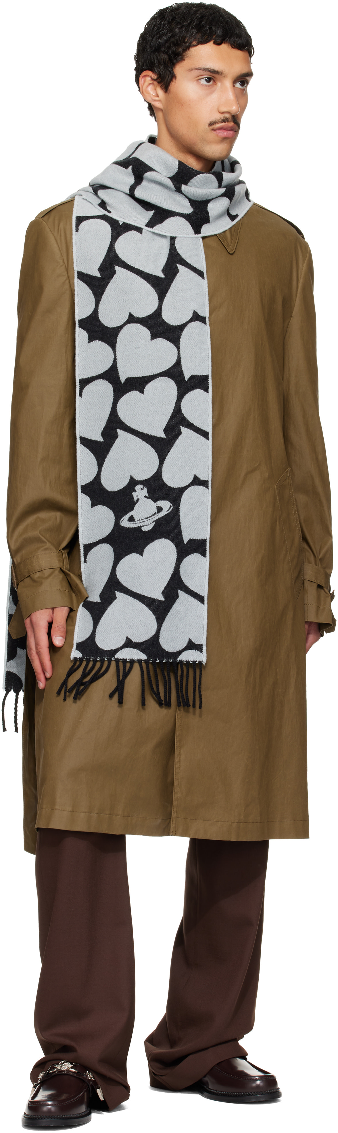 Vivienne Westwood マフラー グレー/ブラック Vivienne Westwood: ブラック＆グレー Thin マフラー | SSENSE 日本