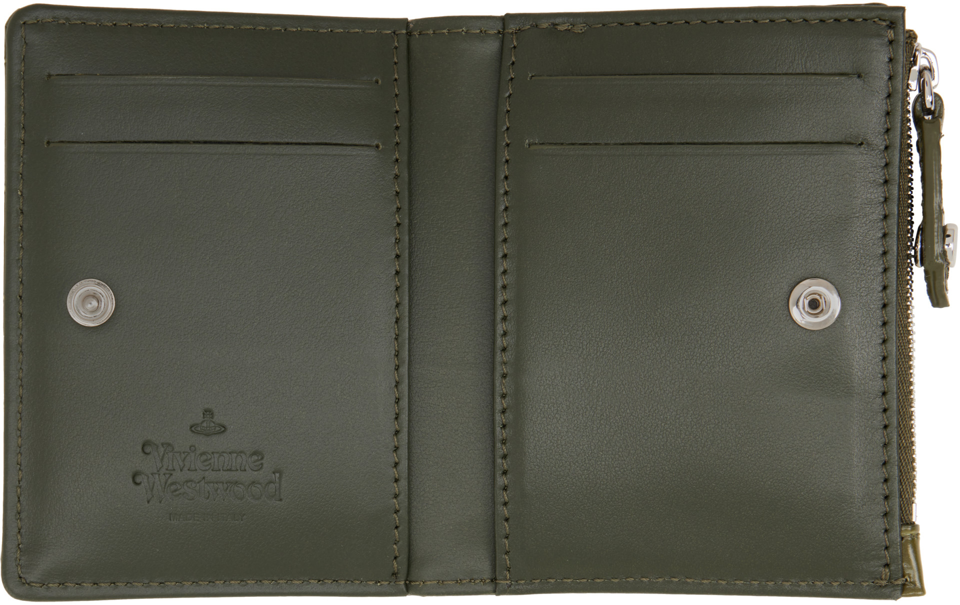 Vivienne Westwood: Khaki Slim Flap Card Holder | SSENSE