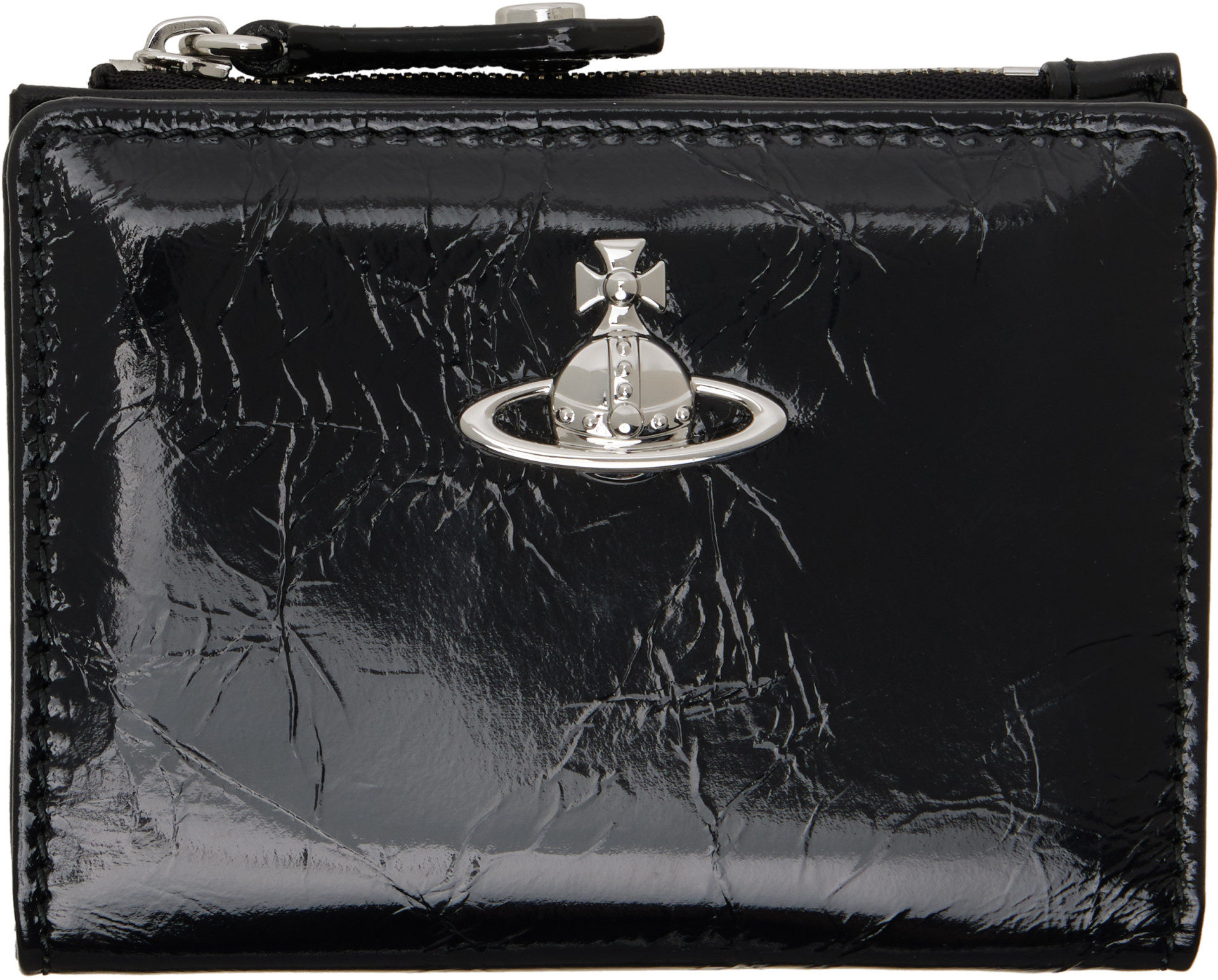 Vivienne Westwood: Black Slim Flap Card Holder | SSENSE
