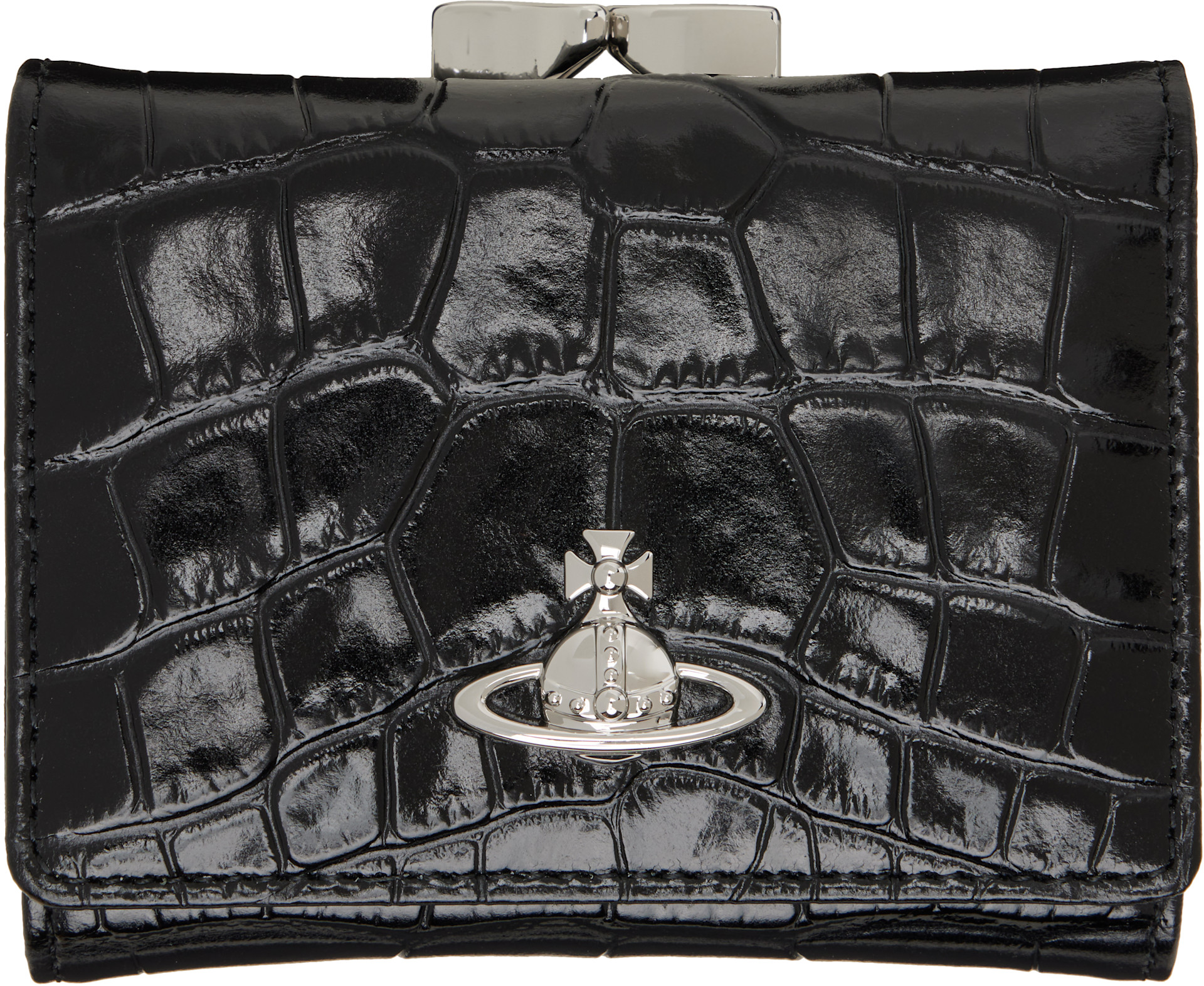 Vivienne Westwood: Black Small Frame Wallet | SSENSE