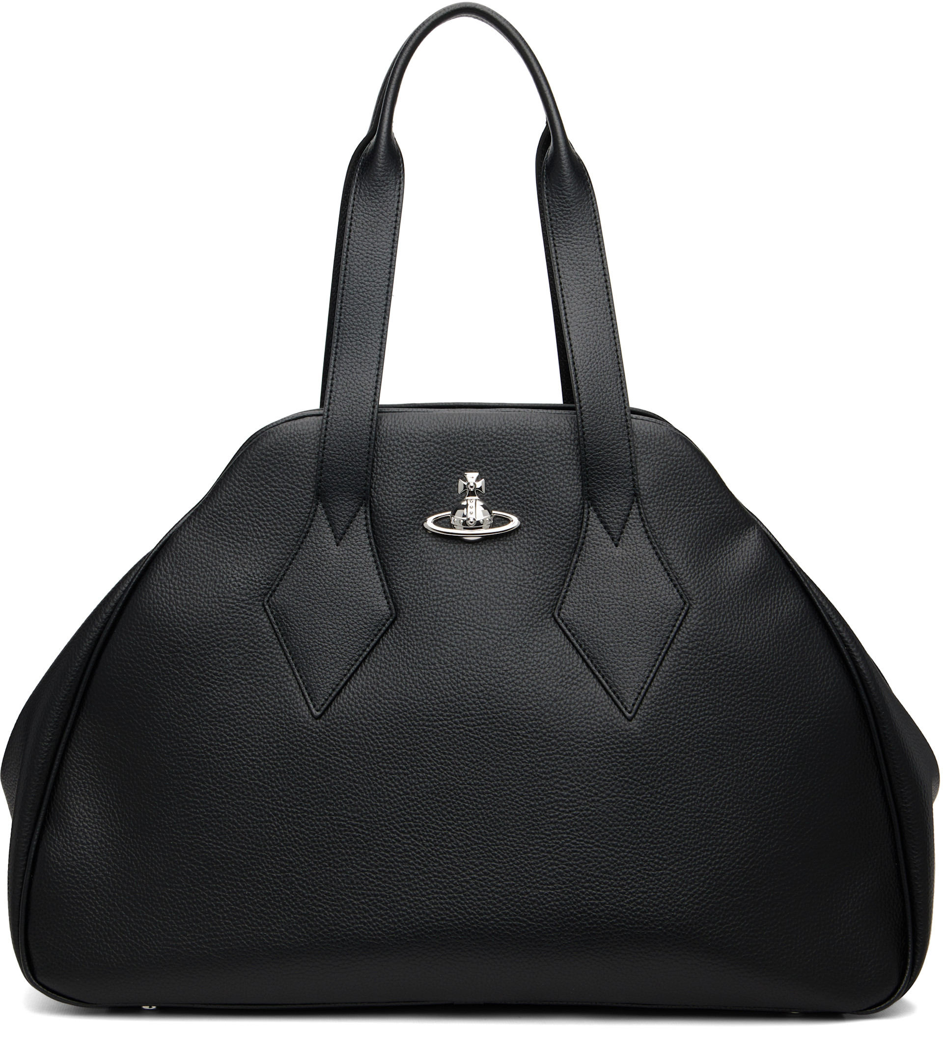 Vivienne Westwood ブラックレザー バッグ Vivienne Westwood: Black Yasmine Large Tote | SSENSE