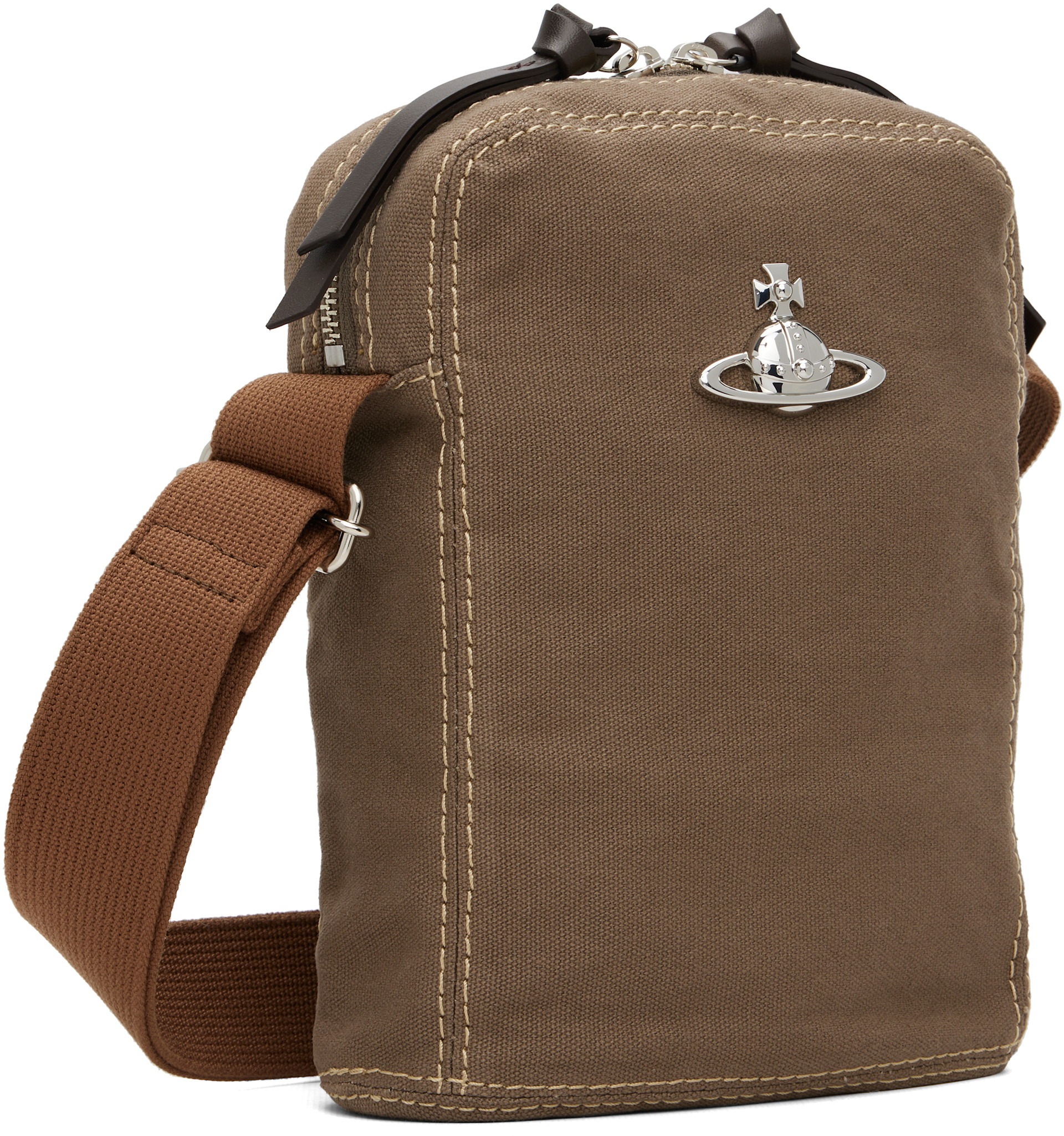 Vivienne Westwood: Khaki Luke Crossbody Bag | SSENSE