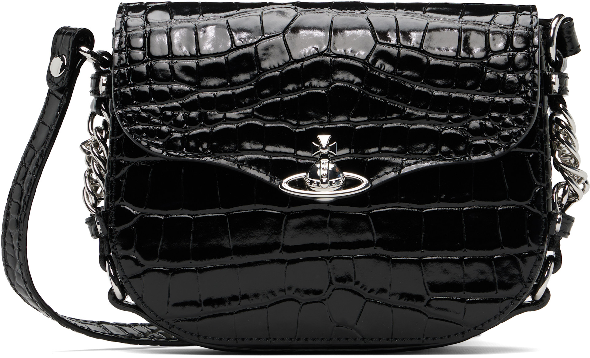 Vivienne Westwood: ブラック Hunter フラップ クロスボディバッグ