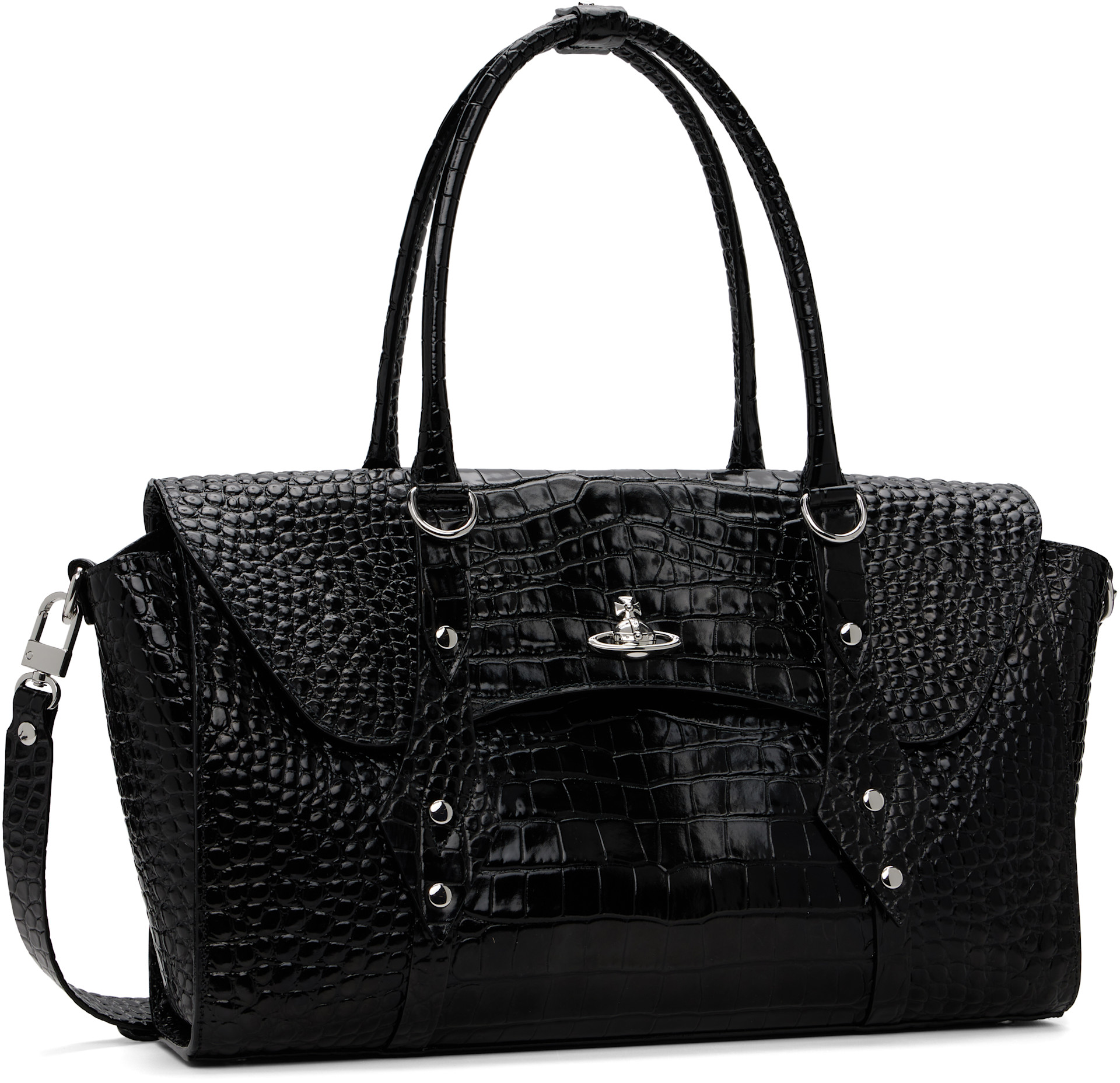 Vivienne Westwood: Black Bettina Medium Hand Bag | SSENSE