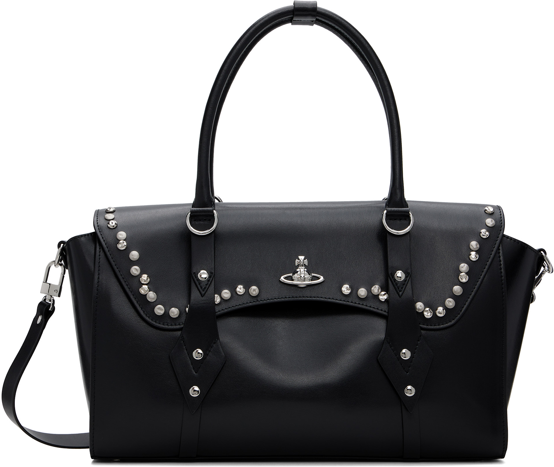 Vivienne Westwoodハンドバッグ Vivienne Westwood: Blcak Bettina Medium Hand Bag | SSENSE