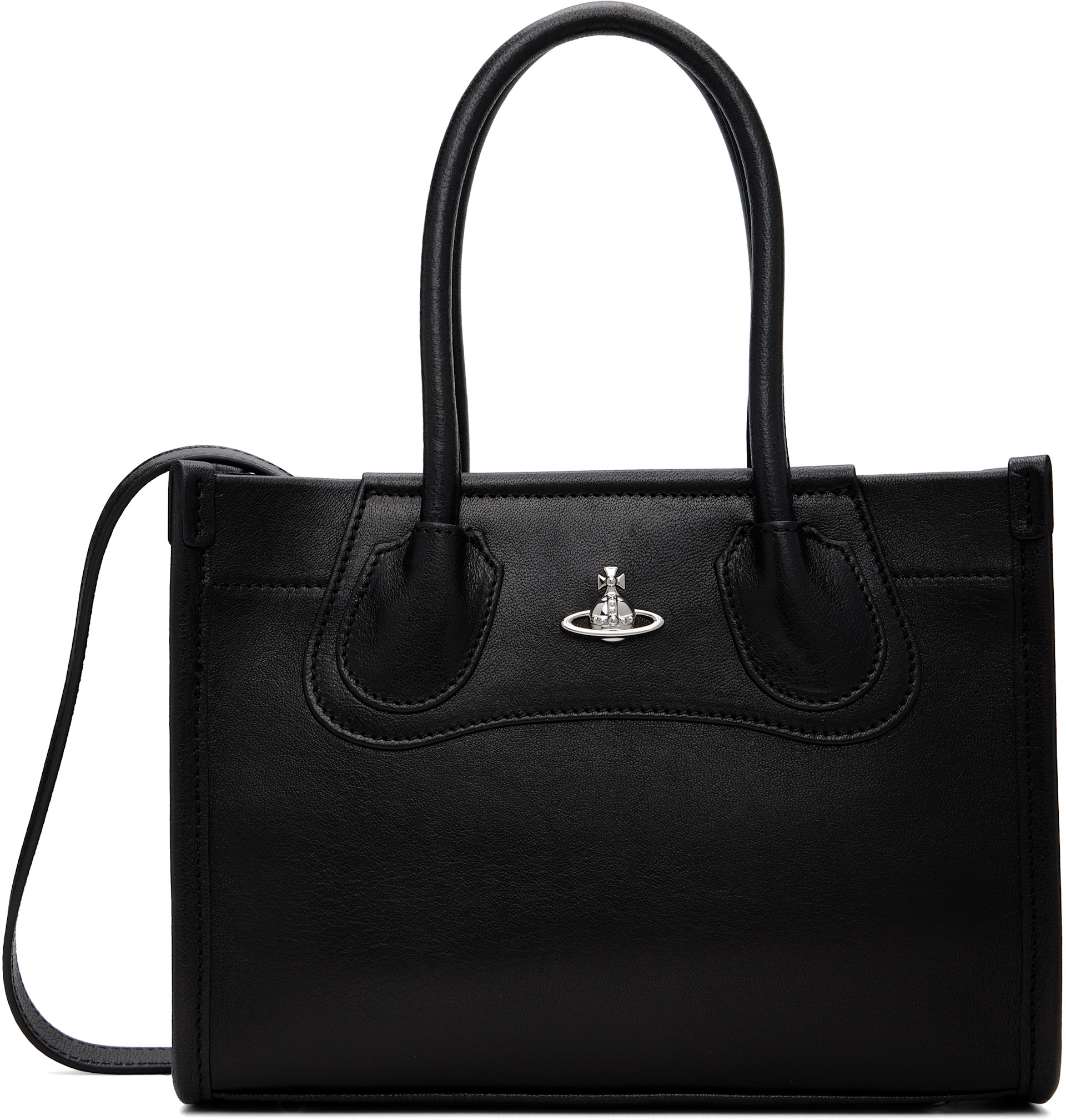 Vivienne Westwood: Black Troy Small Tote Crossbody Bag | SSENSE
